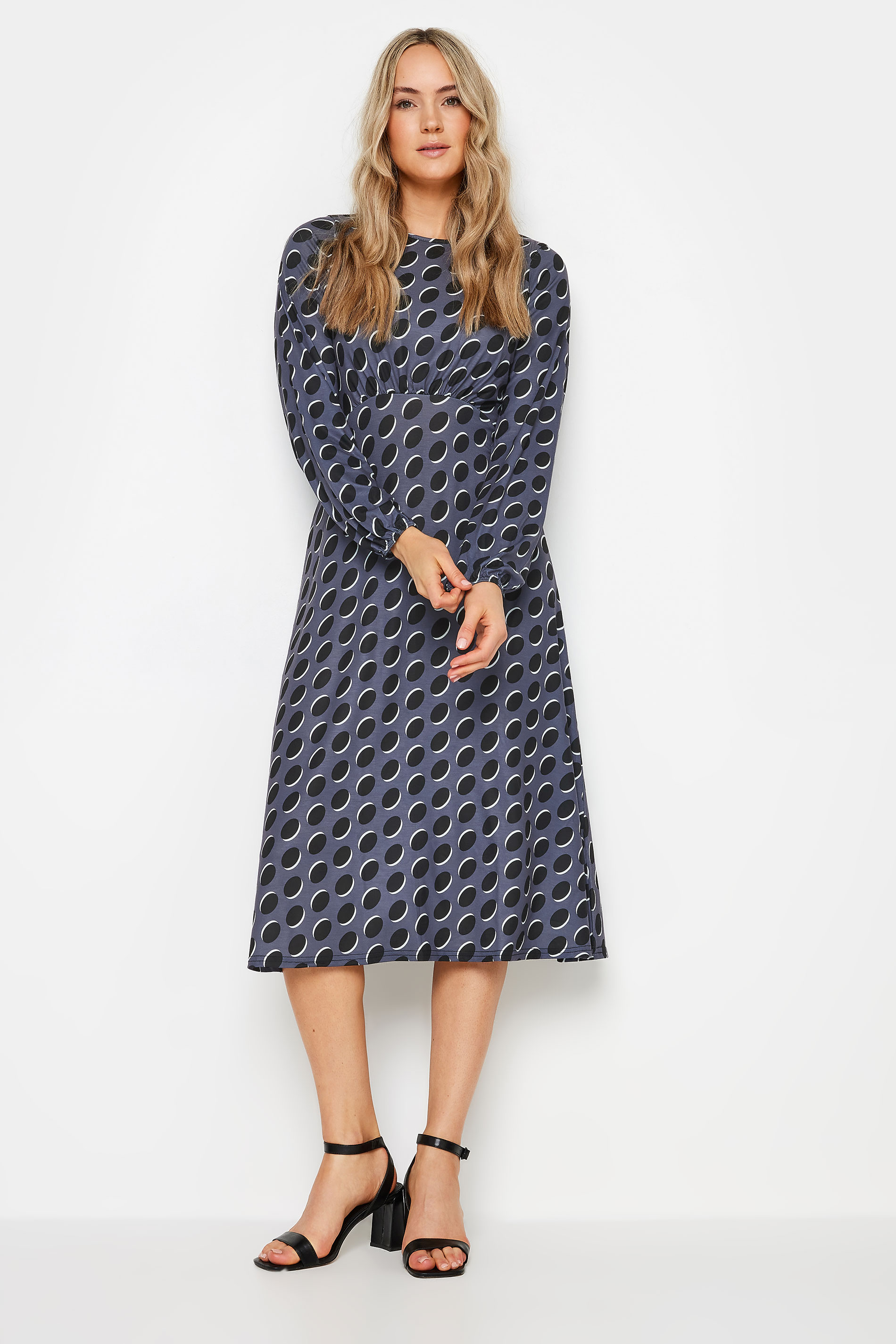 LTS Tall Charcoal Grey Spot Print Midi Dress | Long Tall Sally 2