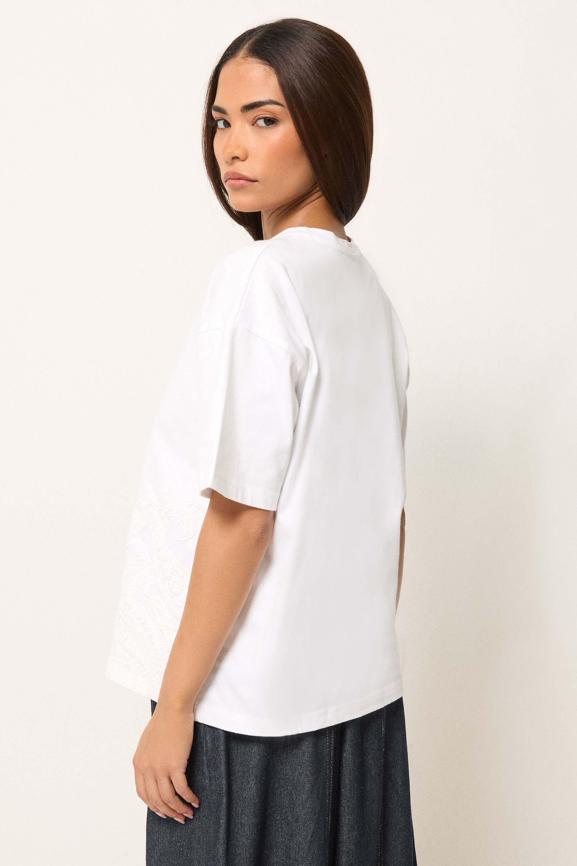 PixieGirl Petite Women's White Paisley Cotton T-Shirt | PixieGirl 4