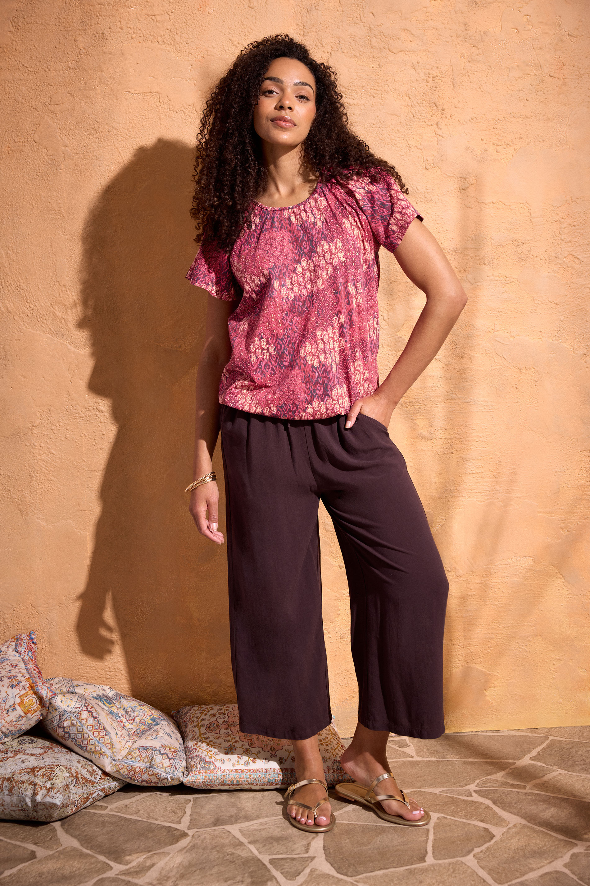 M&Co Berry Purple Patchwork Print Top | M&Co 3