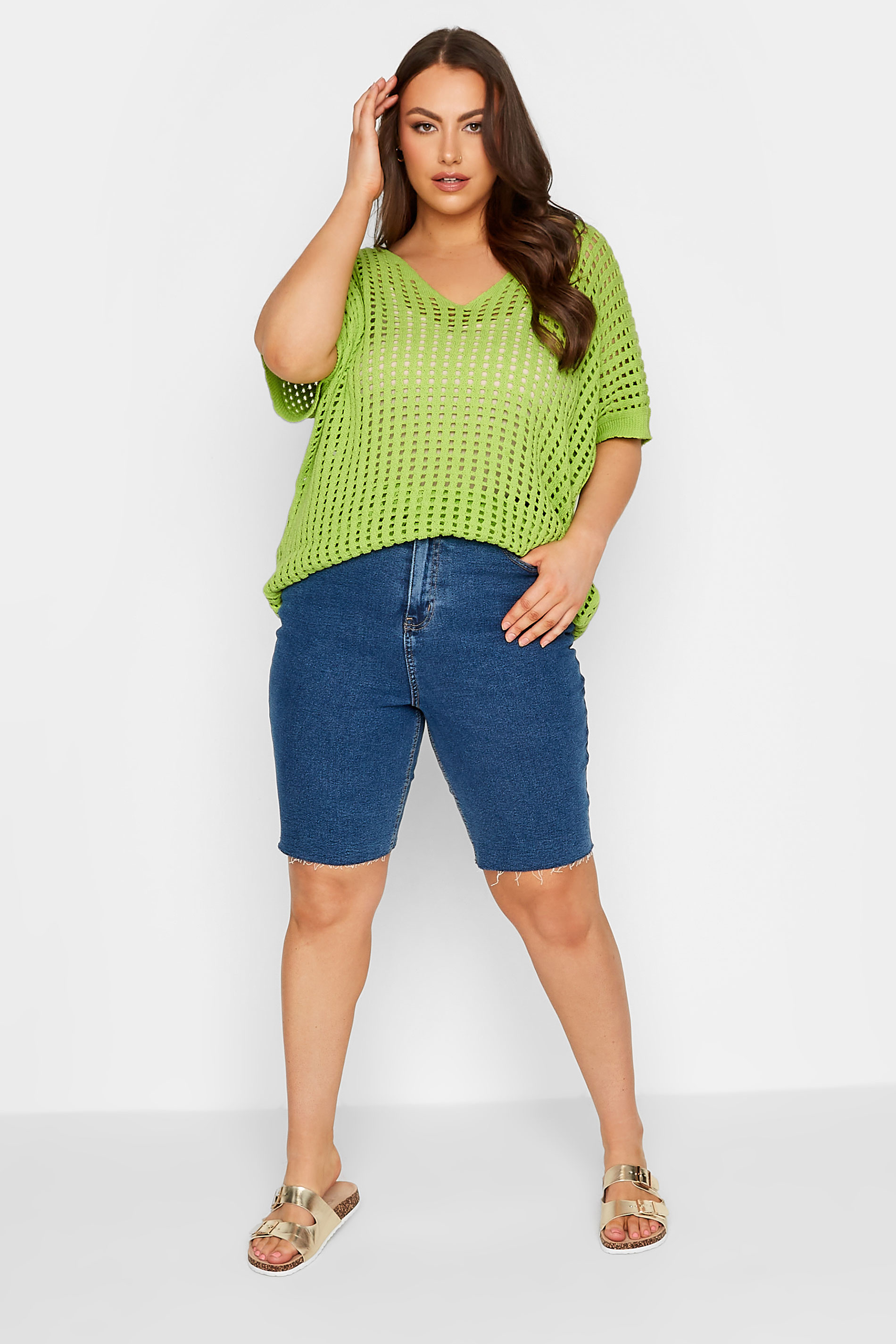 YOURS Plus Size Green Crochet Top | Yours Clothing 3