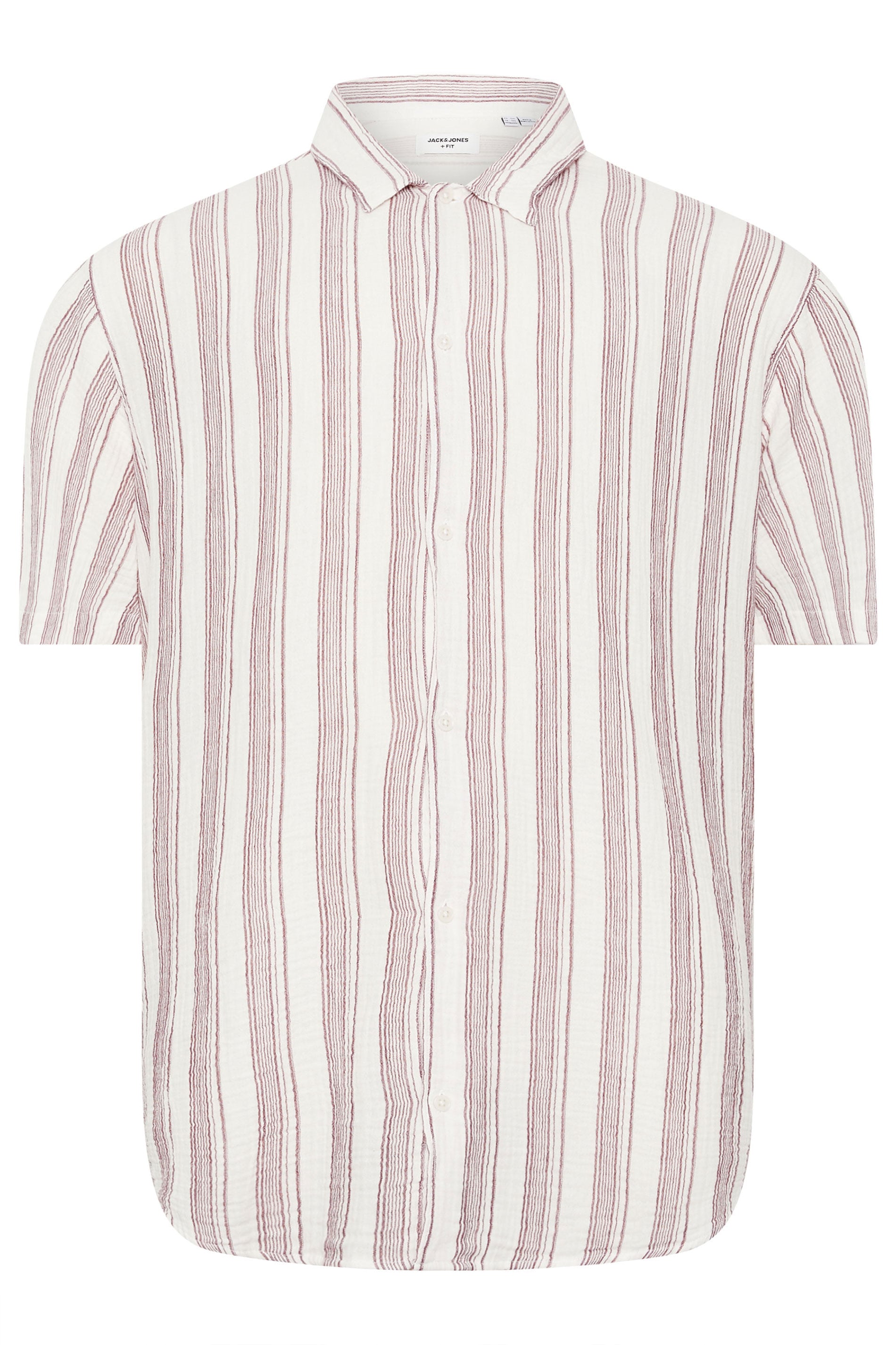 JACK & JONES Big & Tall Cabernet Red Striped Shirt | BadRhino 2
