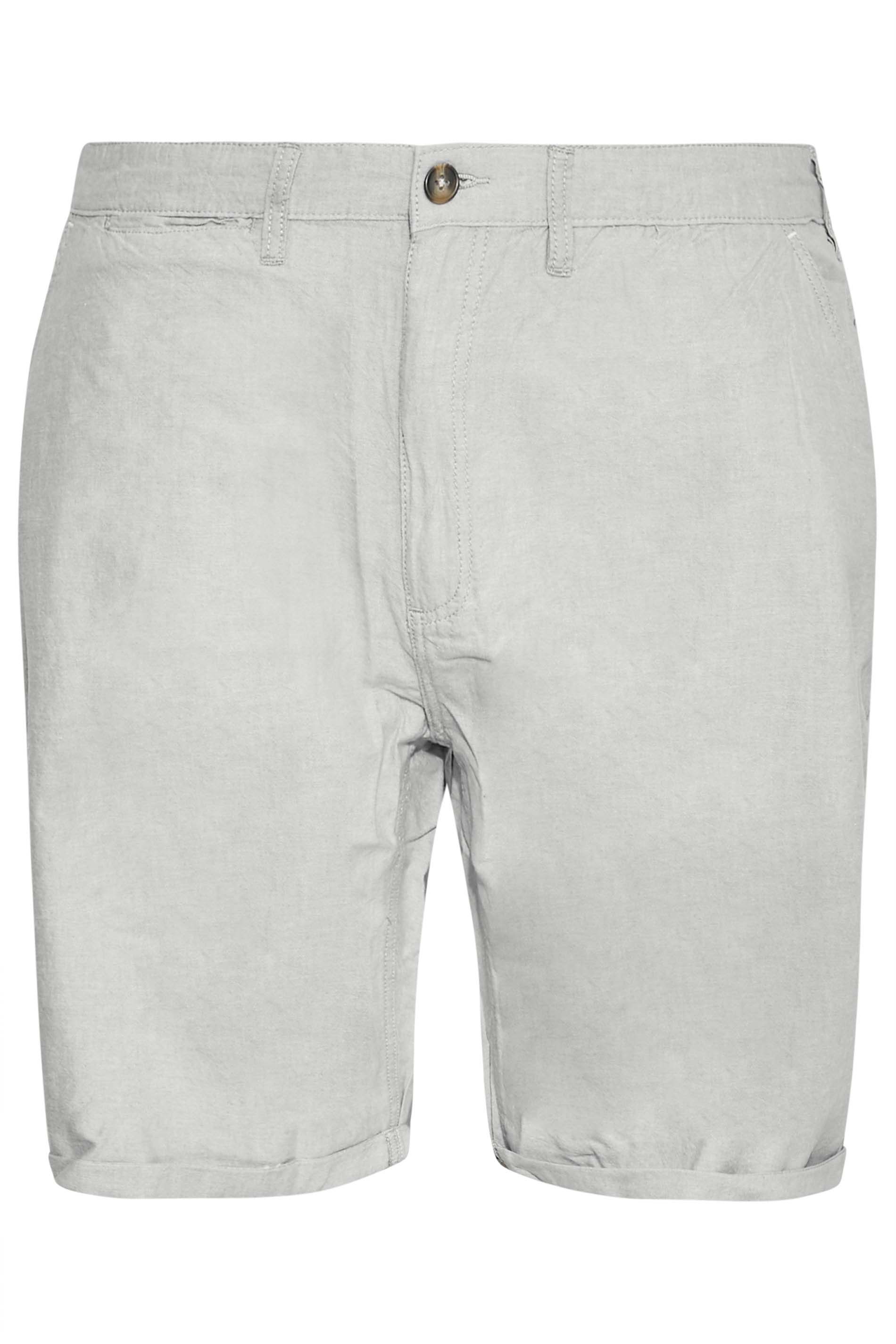 D555 Big & Tall Grey Belted Chino Shorts | BadRhino 1