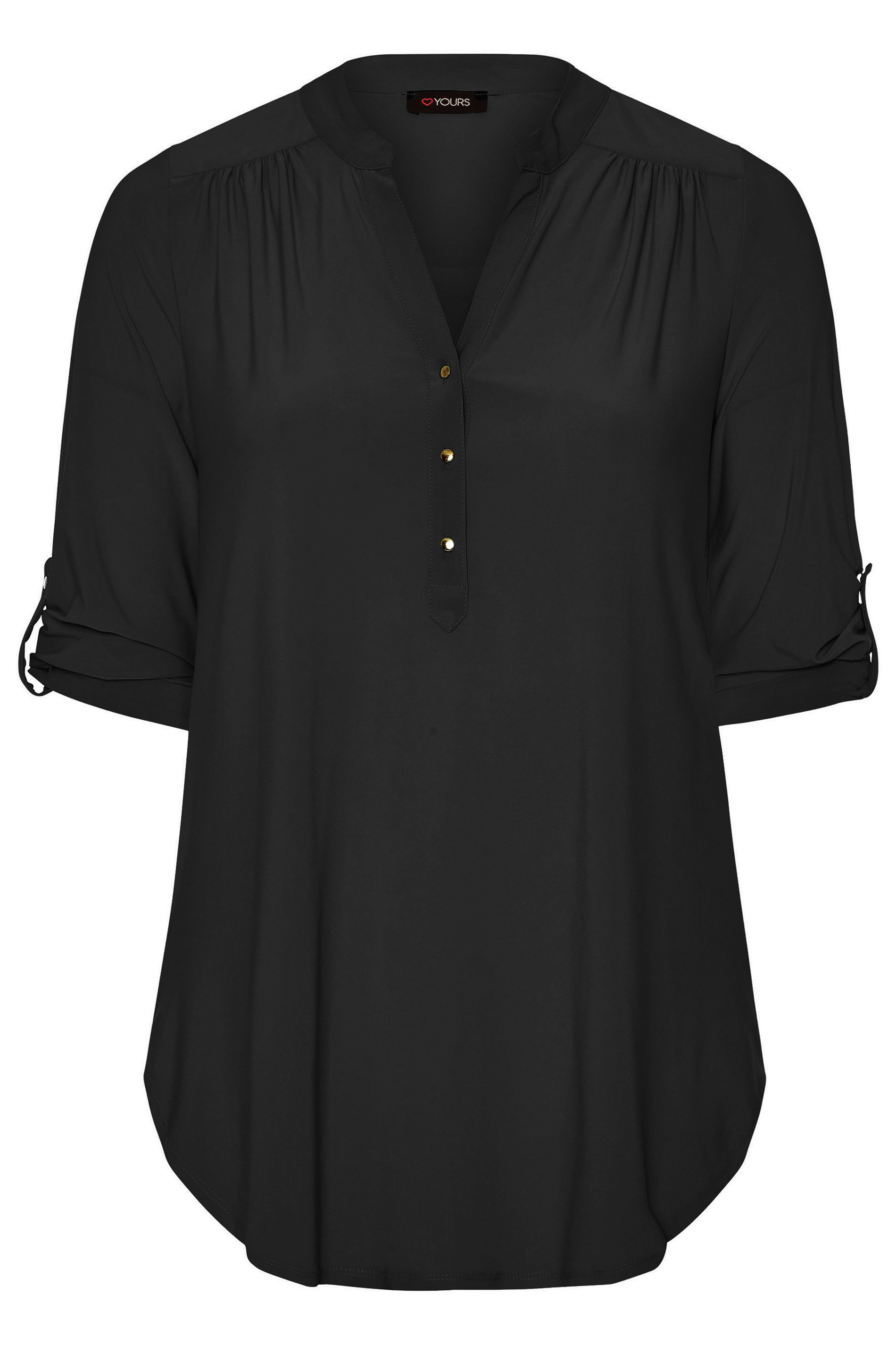 Black Pleated Slinky Jersey Shirt | Yours Clothing