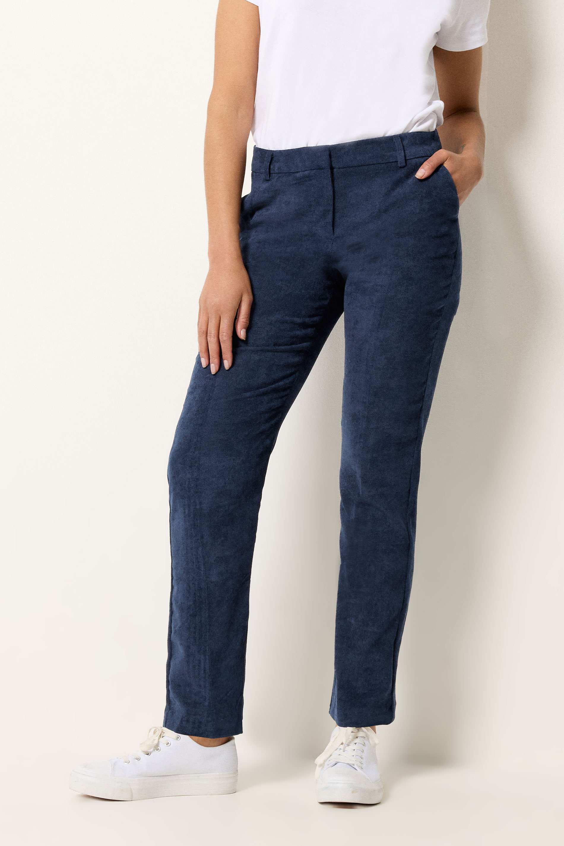 M&Co Blue Cord Tailored Straight Leg Trousers | M&Co 3