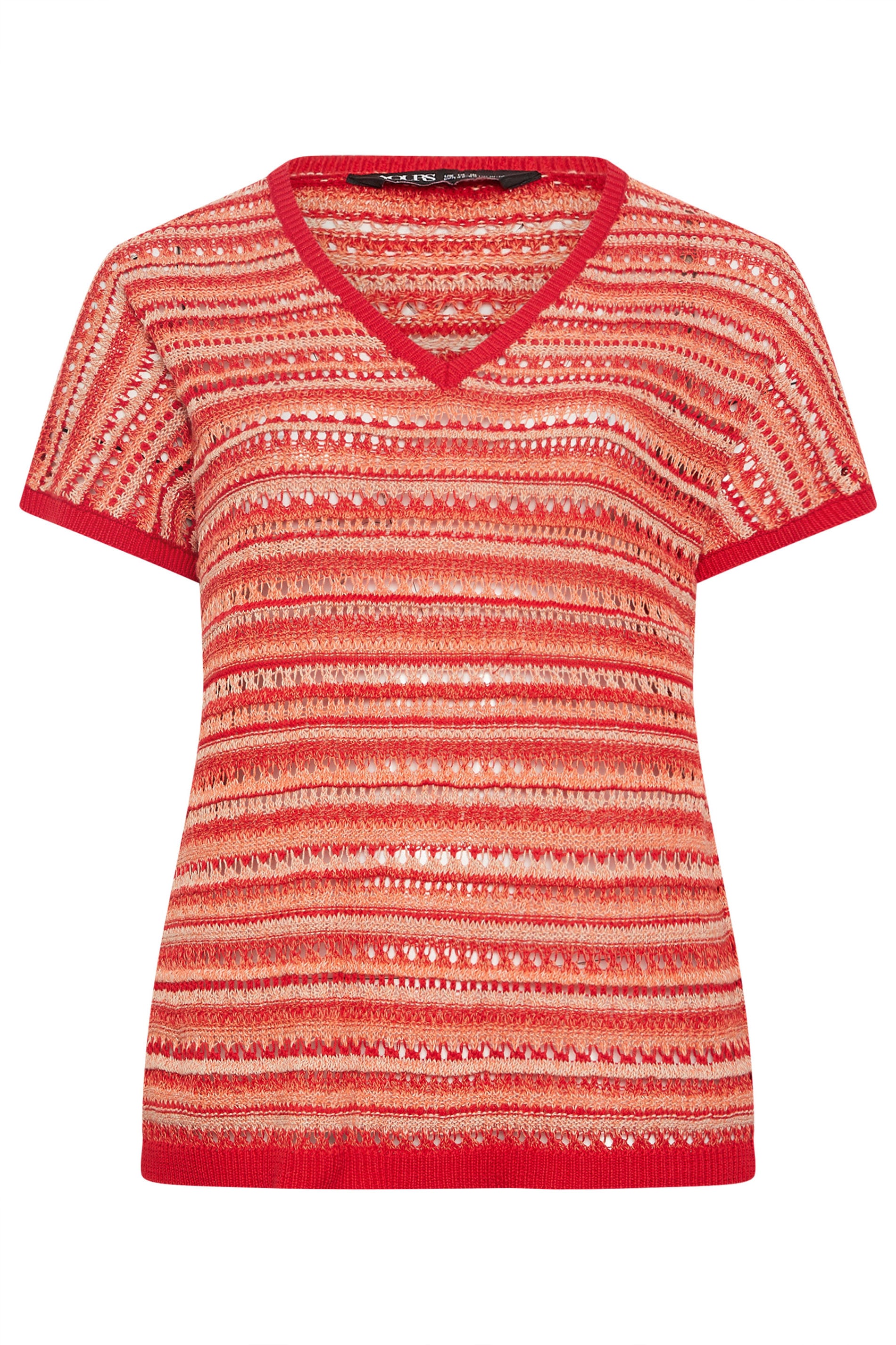 YOURS Plus Size Red Stripe Boxy Knitted Top | Yours Clothing 5