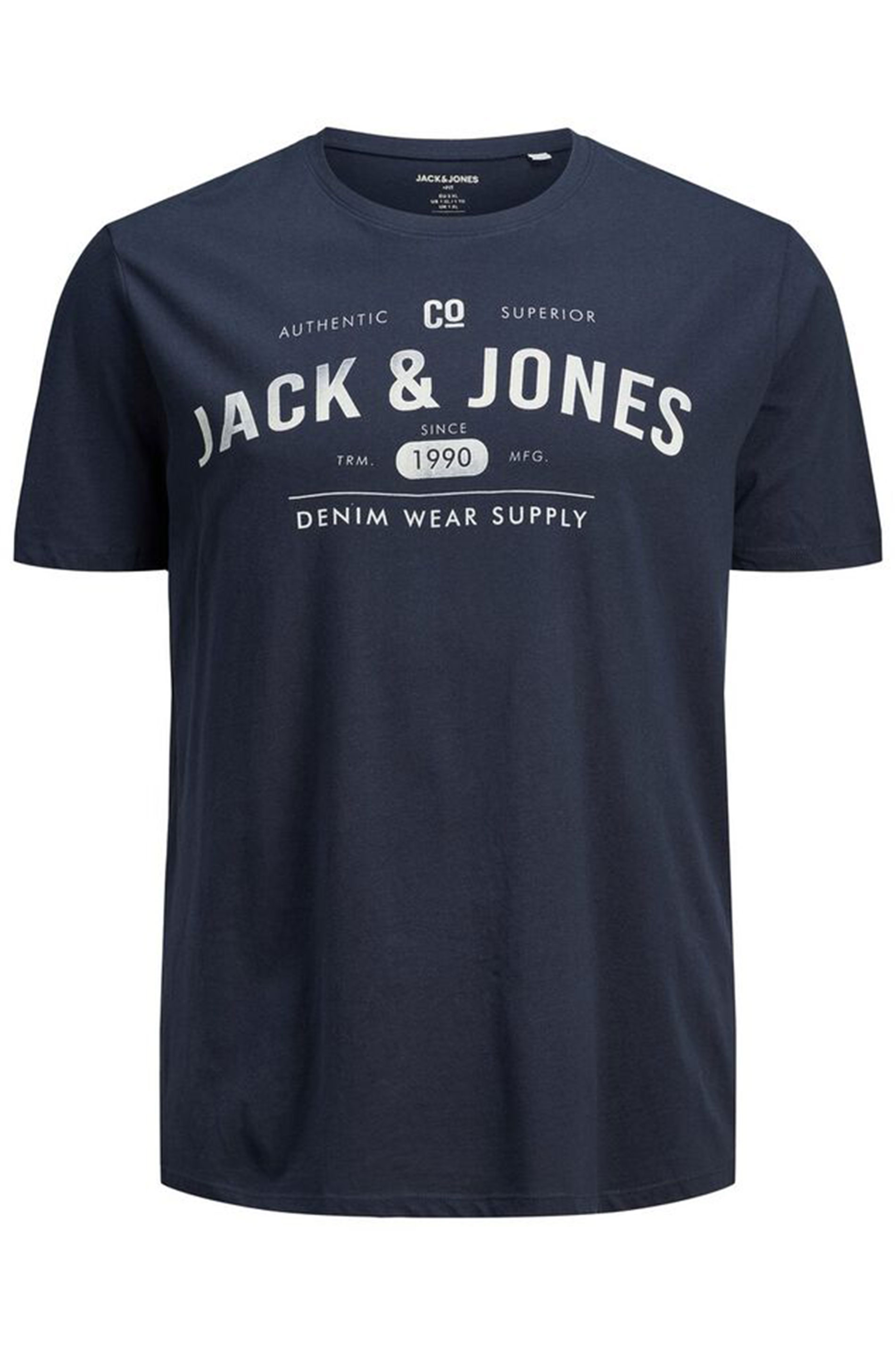 JACK & JONES Navy Logo Printed T-Shirt | BadRhino