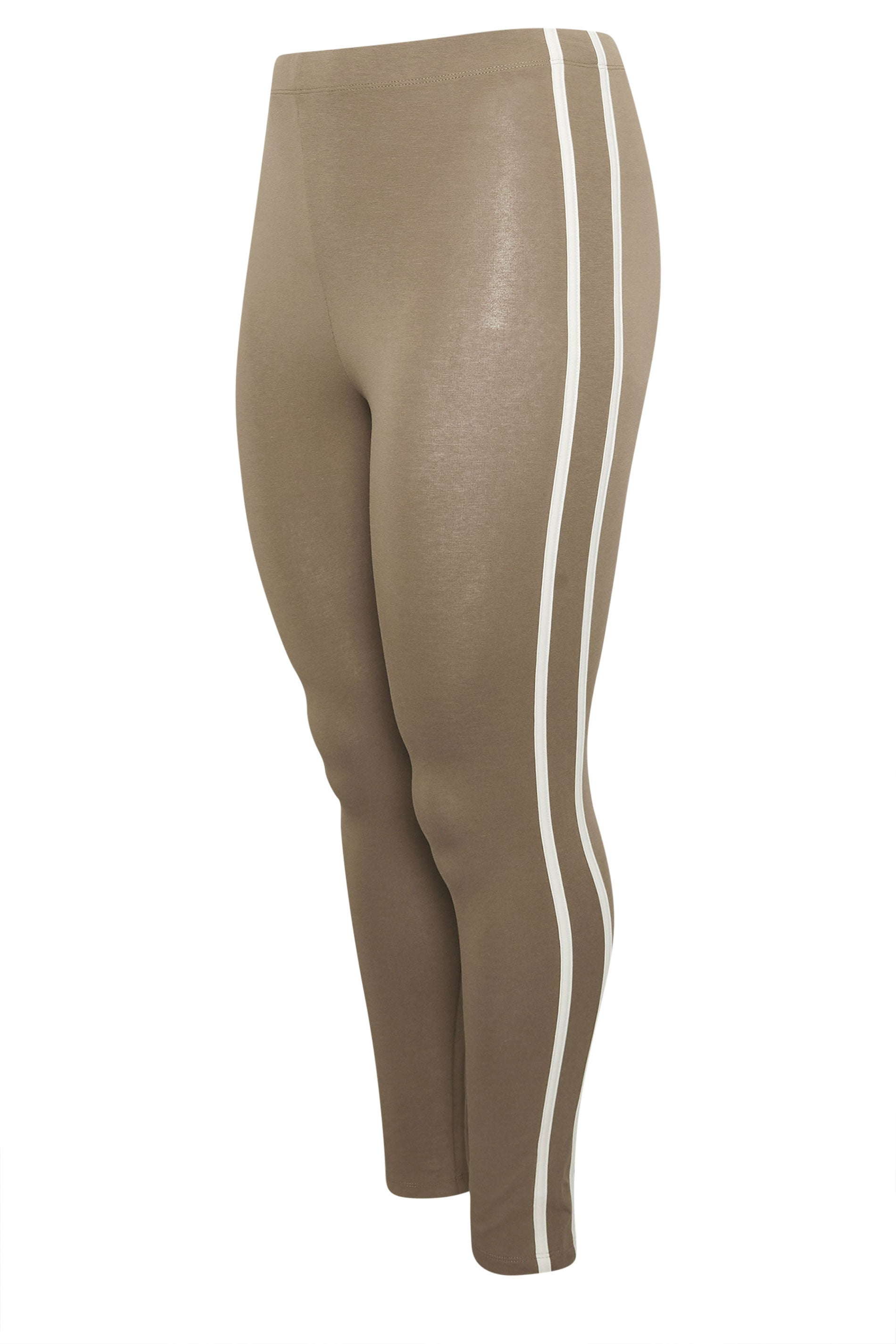 YOURS ACTIVE Plus Size Brown Side Stripe Leggings | Yours Clothing 6