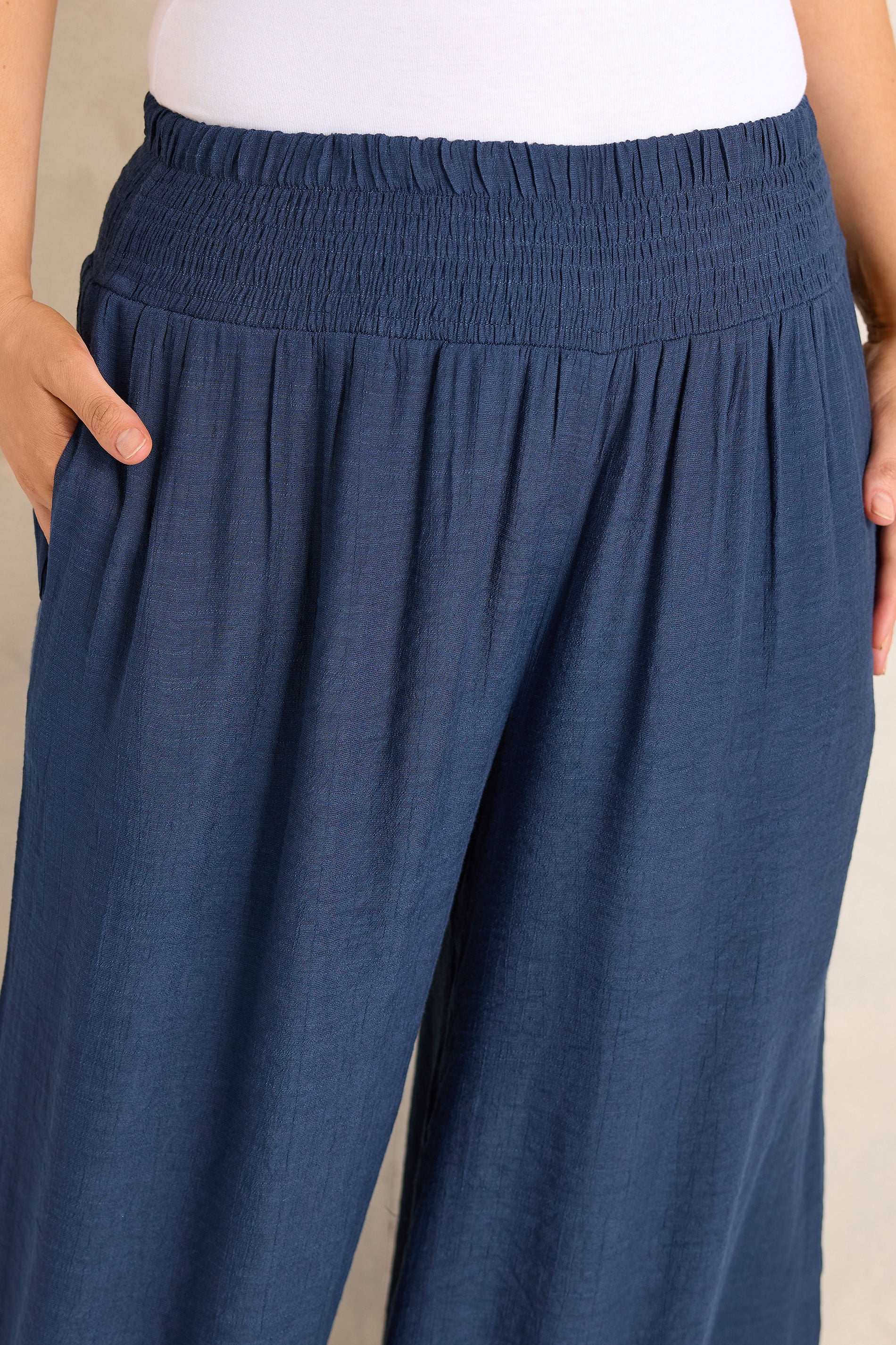 EVANS Plus Size Navy Blue Wide Leg Trouser | Evans 5