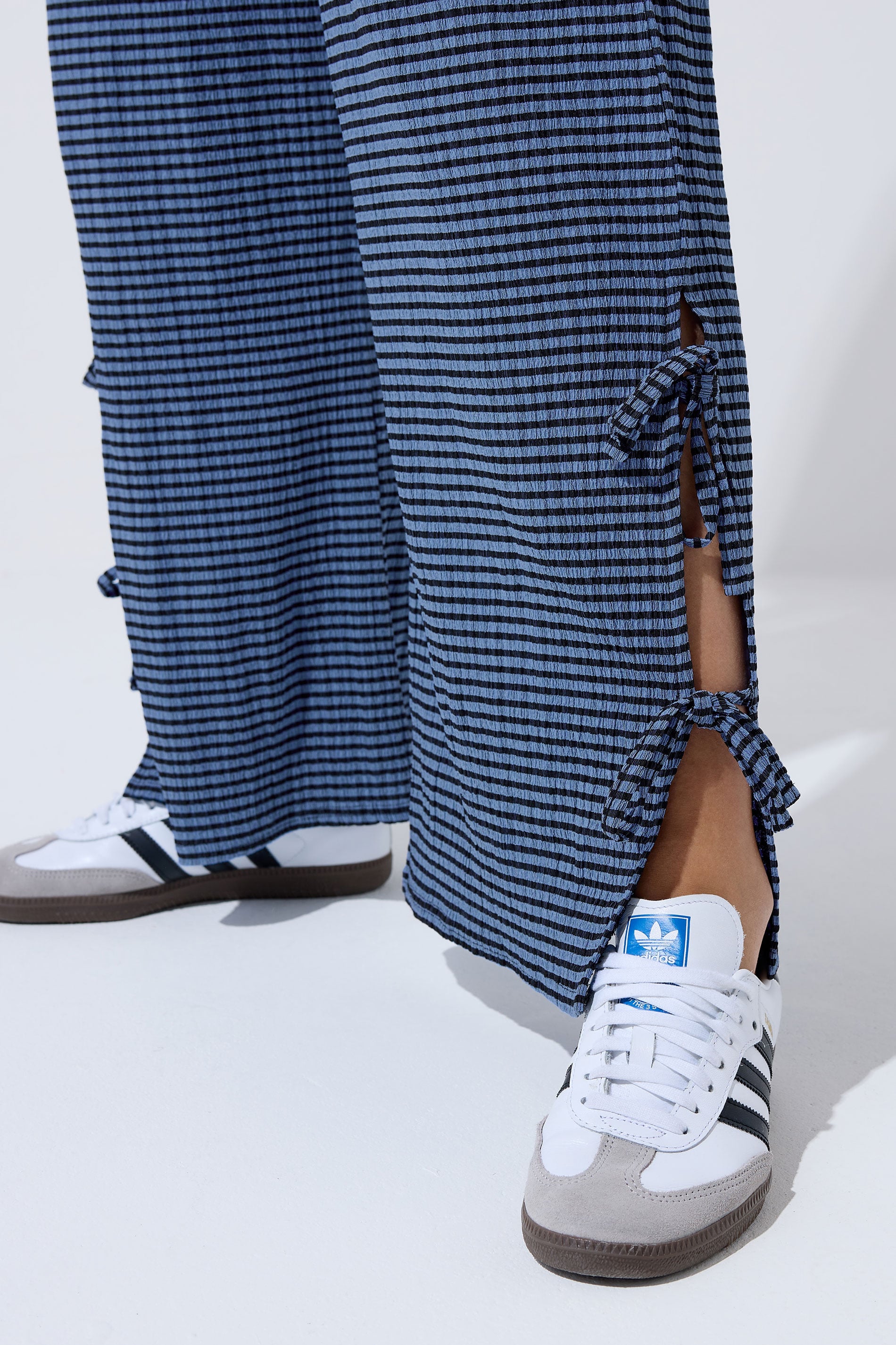 LIMITED COLLECTION Curve Blue Gingham Tie Side Trousers | Yours Clothing 5