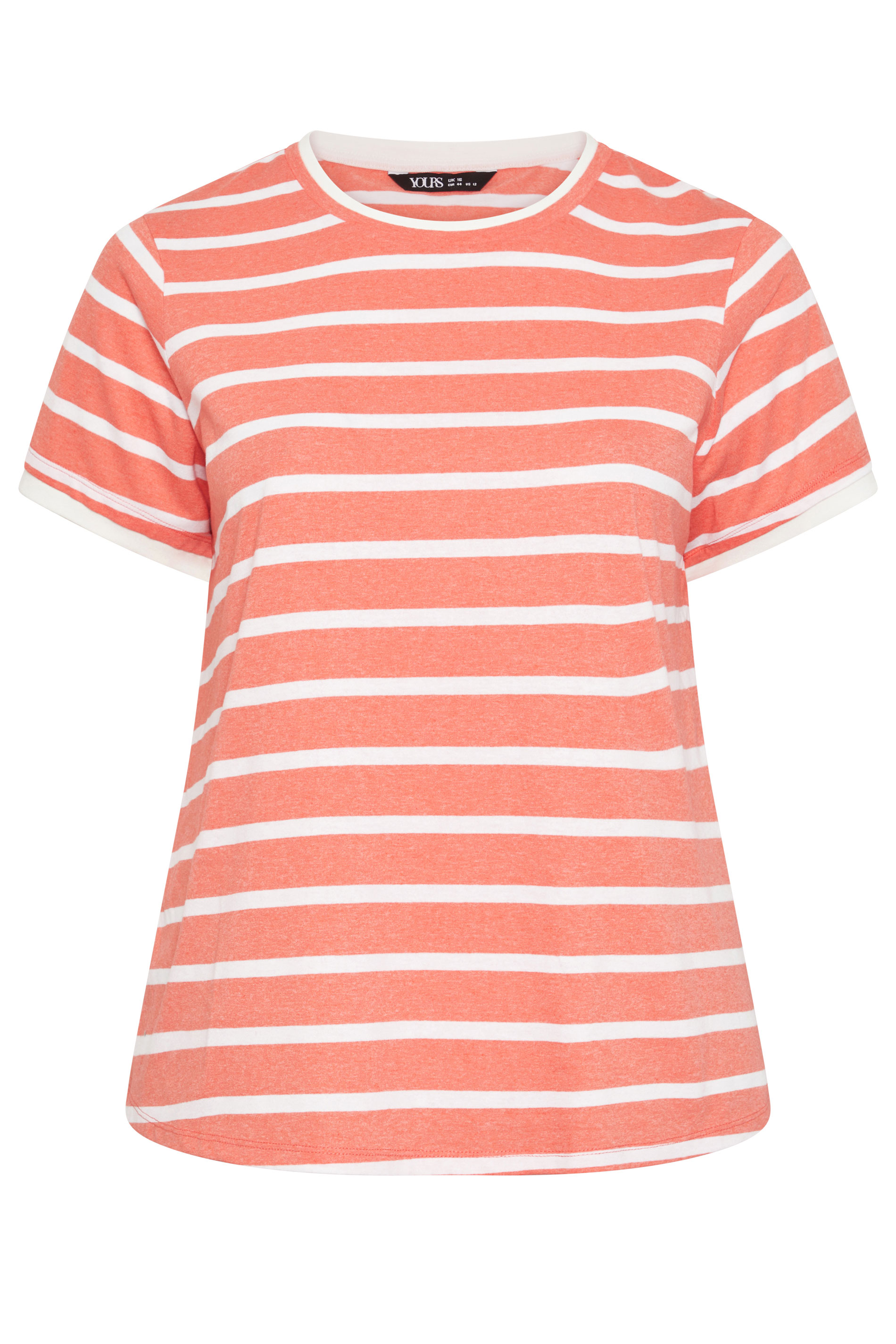 YOURS Plus Size Orange Stripe Ringer T-Shirt | Yours Clothing 5