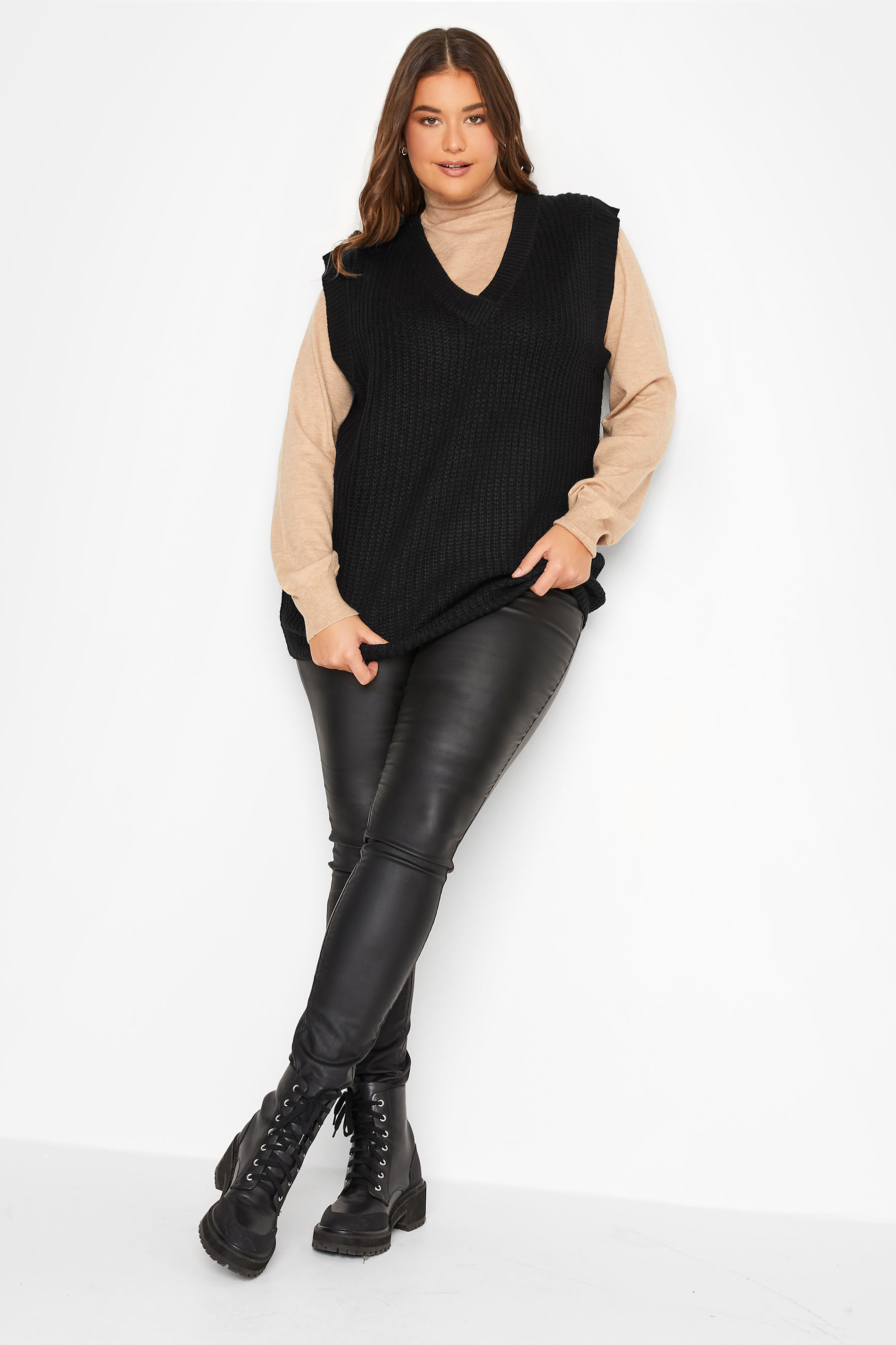 LTS Tall Women's Black Knitted Sleeveless Vest | Long Tall Sally  2