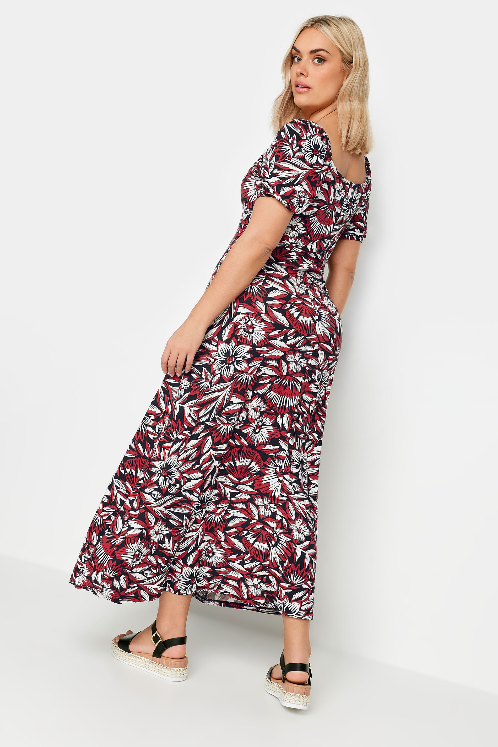 YOURS Plus Size Red Floral Print Maxi Wrap Dress | Yours Clothing 3