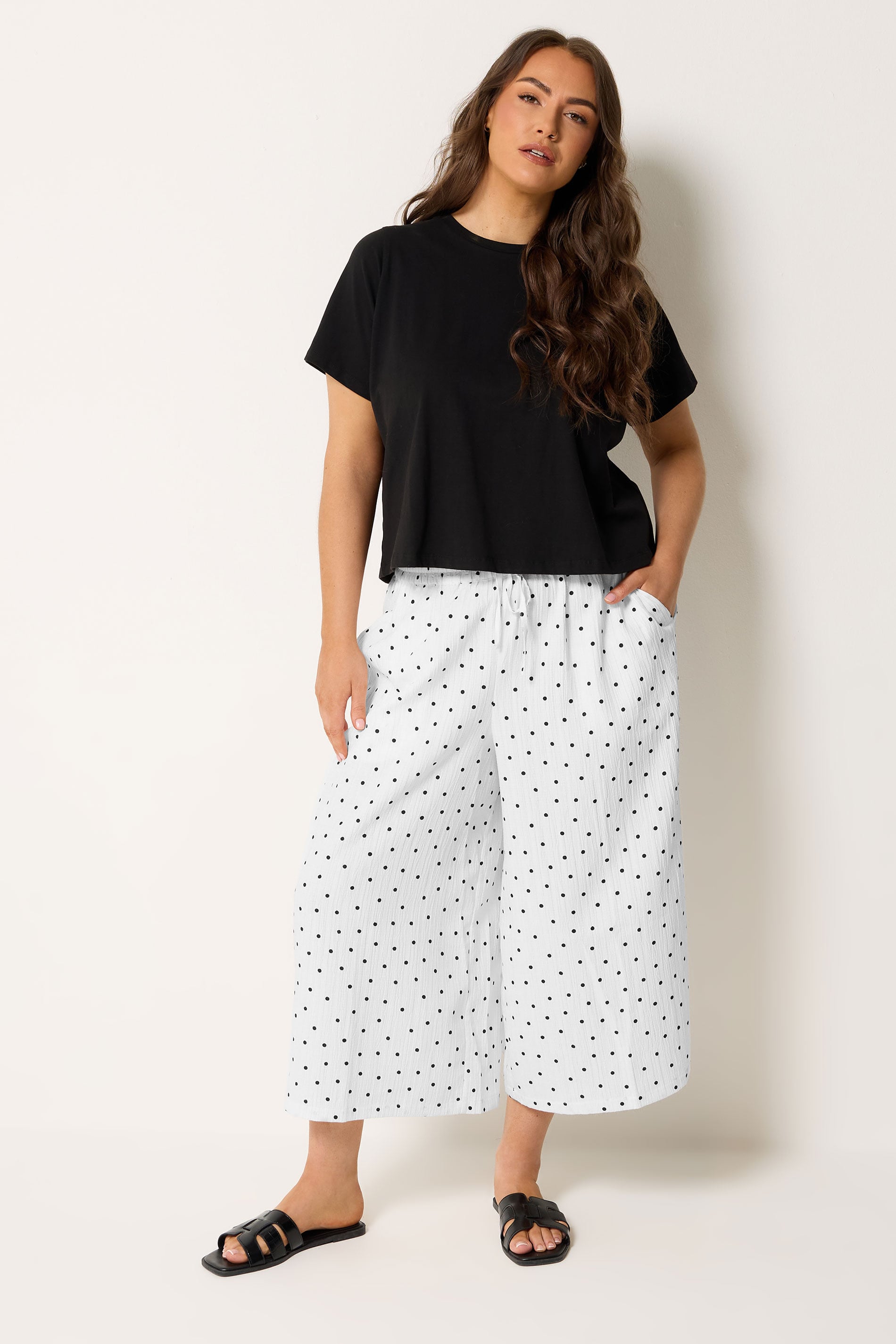 YOURS Plus Size White Polka Dot Culottes | Yours Clothing 3