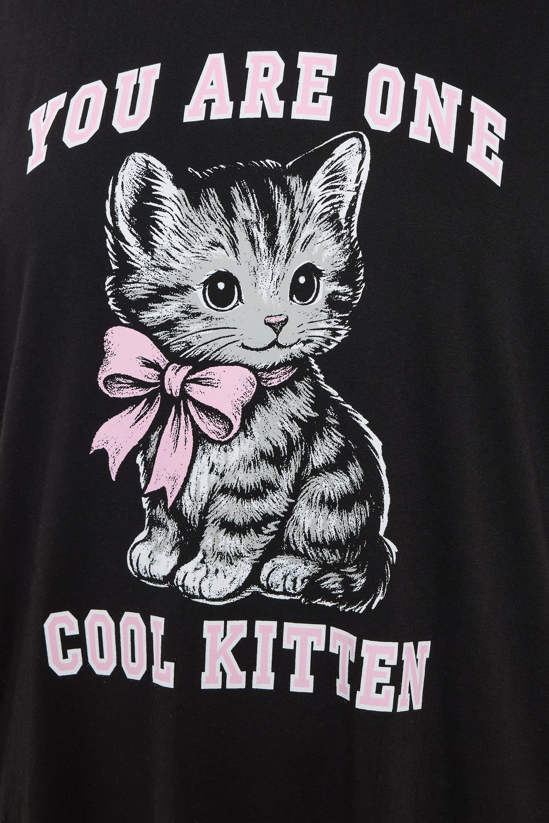 YOURS Plus Size Black 'You Are One Cool Kitten' Dipped Back Nightdress | Yours Clothing 4
