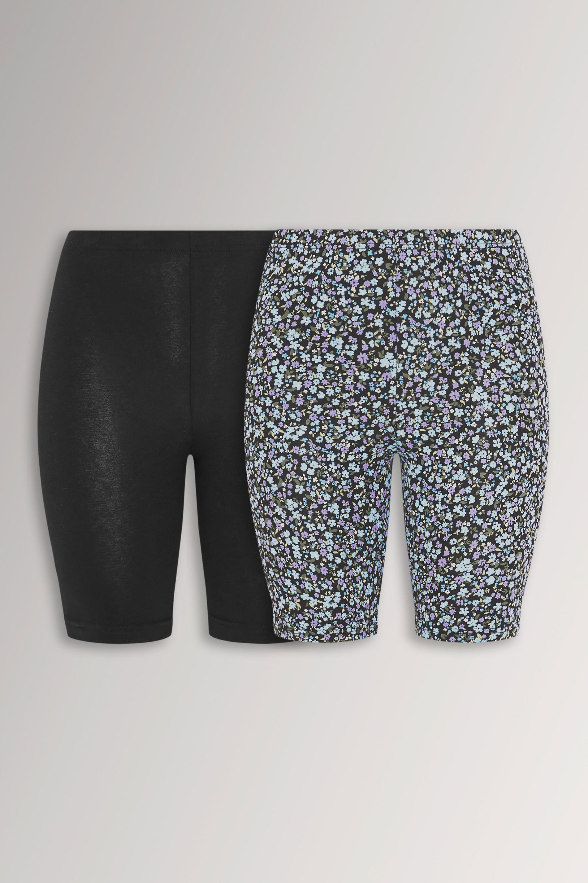 YOURSET 2 PACK Plus Size Black Ditsy Floral Cycling Shorts | Yours Clothing 3