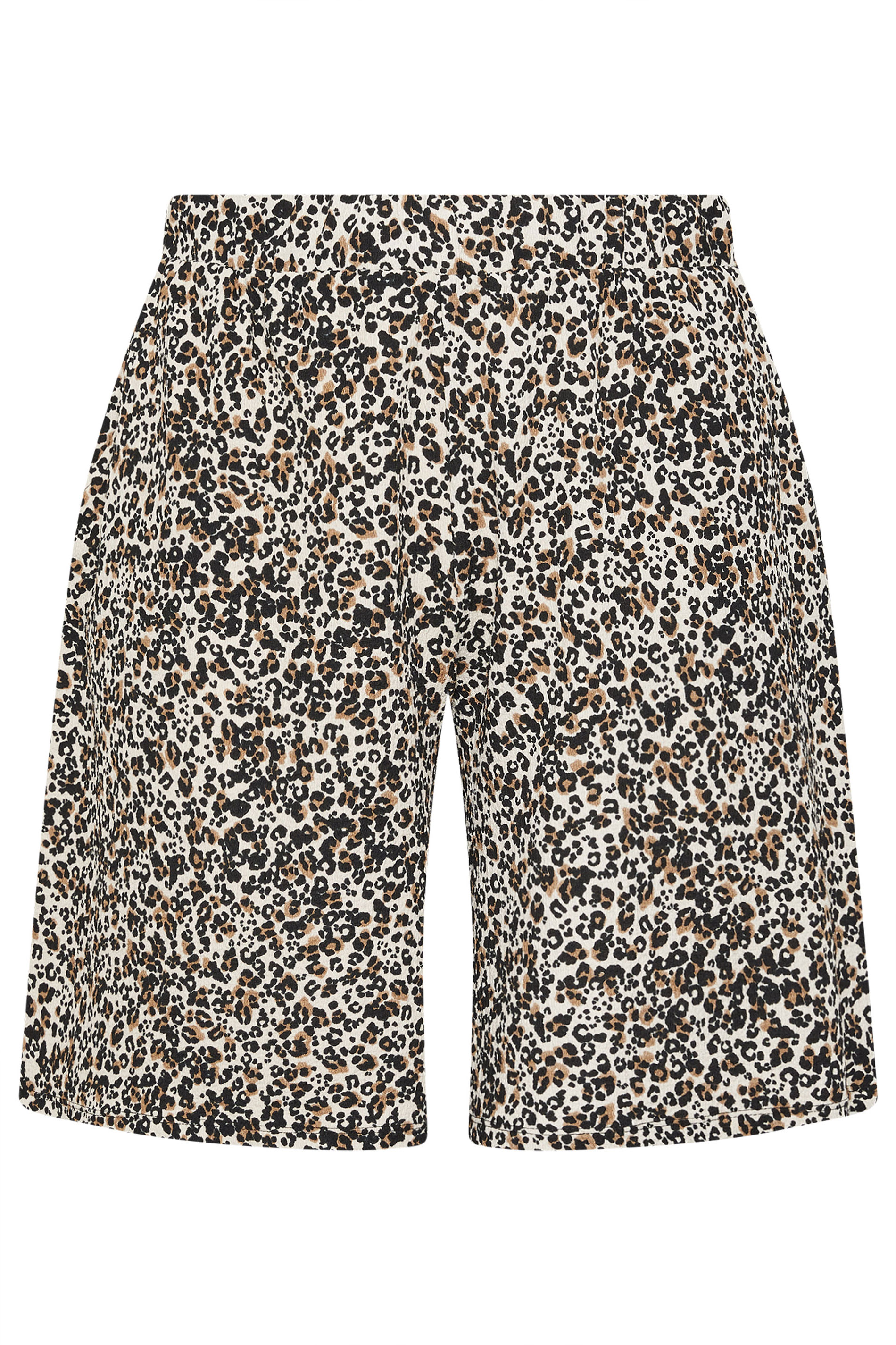 YOURS Plus Size Brown Leopard Textured Shorts | Yours Clothing 5