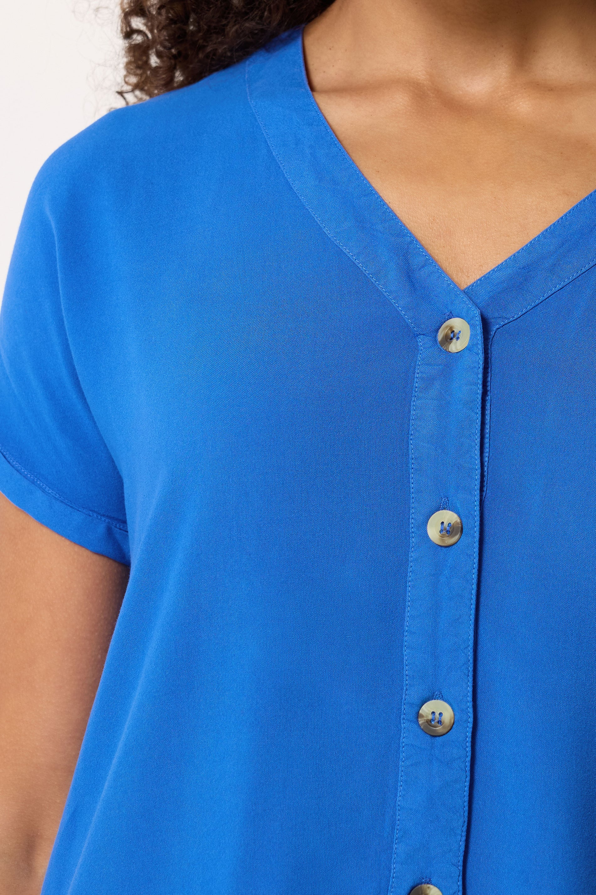 M&Co Cobalt Blue Button Front Blouse | M&Co 4
