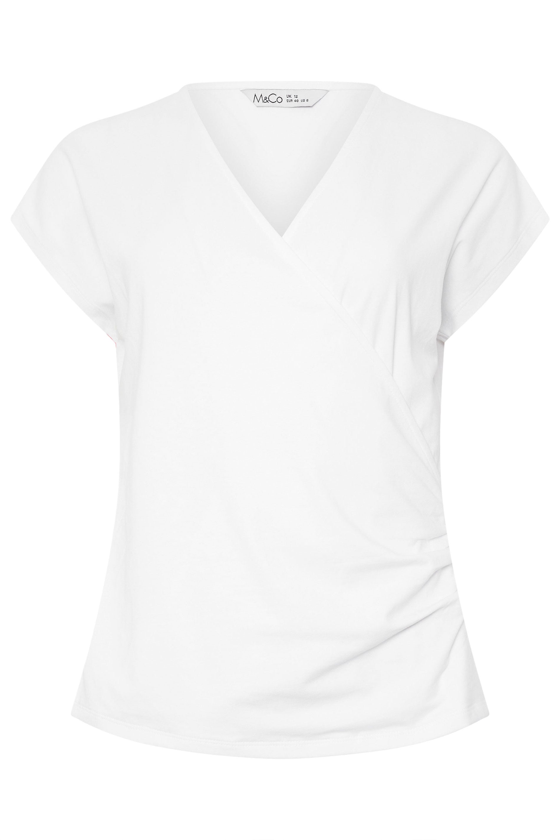M&Co 2 PACK White & Navy Short Sleeve Wrap Tops | M&Co 9