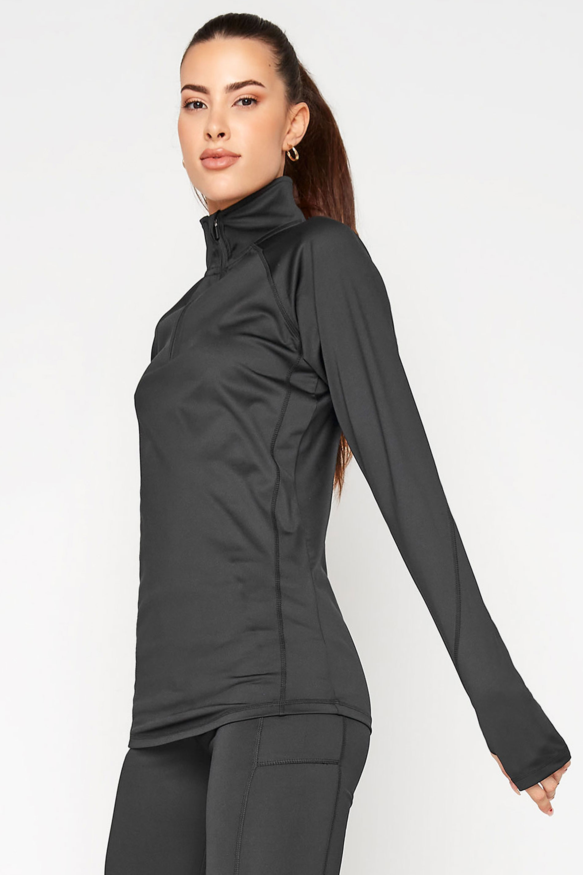 LTS ACTIVE Tall Black Funnel Neck Running Top 1