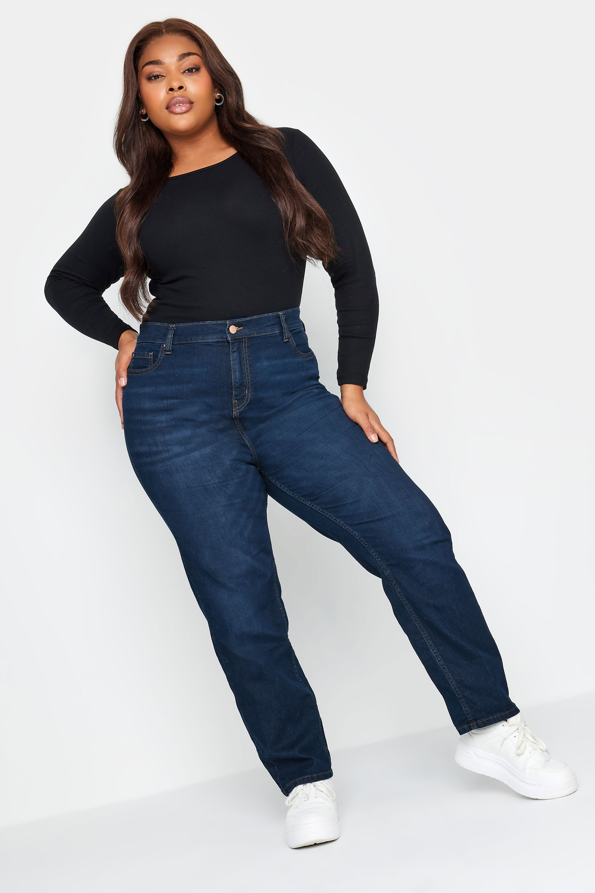 YOURS Plus Size Indigo Blue Straight Leg RUBY Jeans | Yours 3