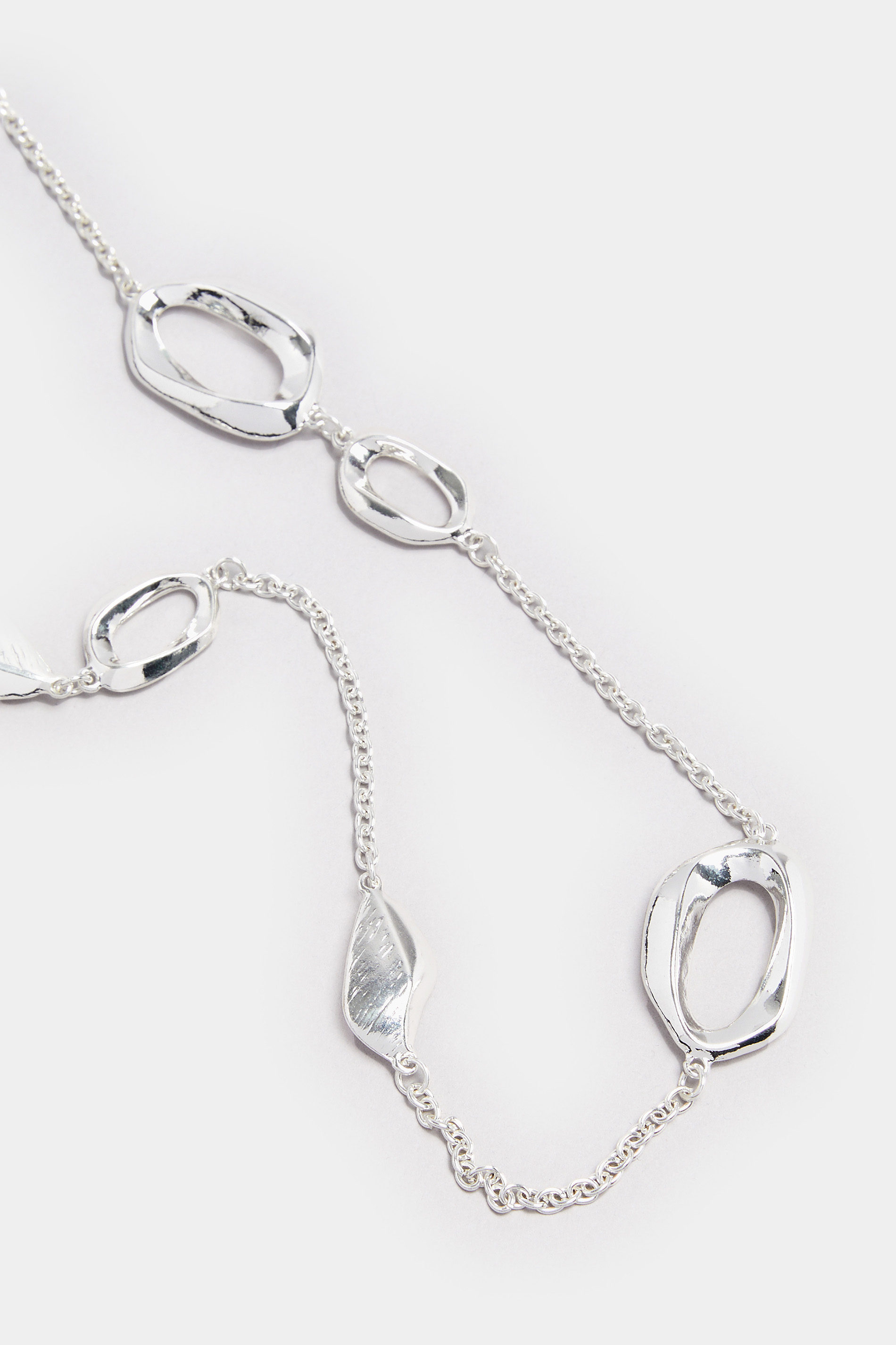 Silver Long Hoop Link Necklace | Yours Clothing 3