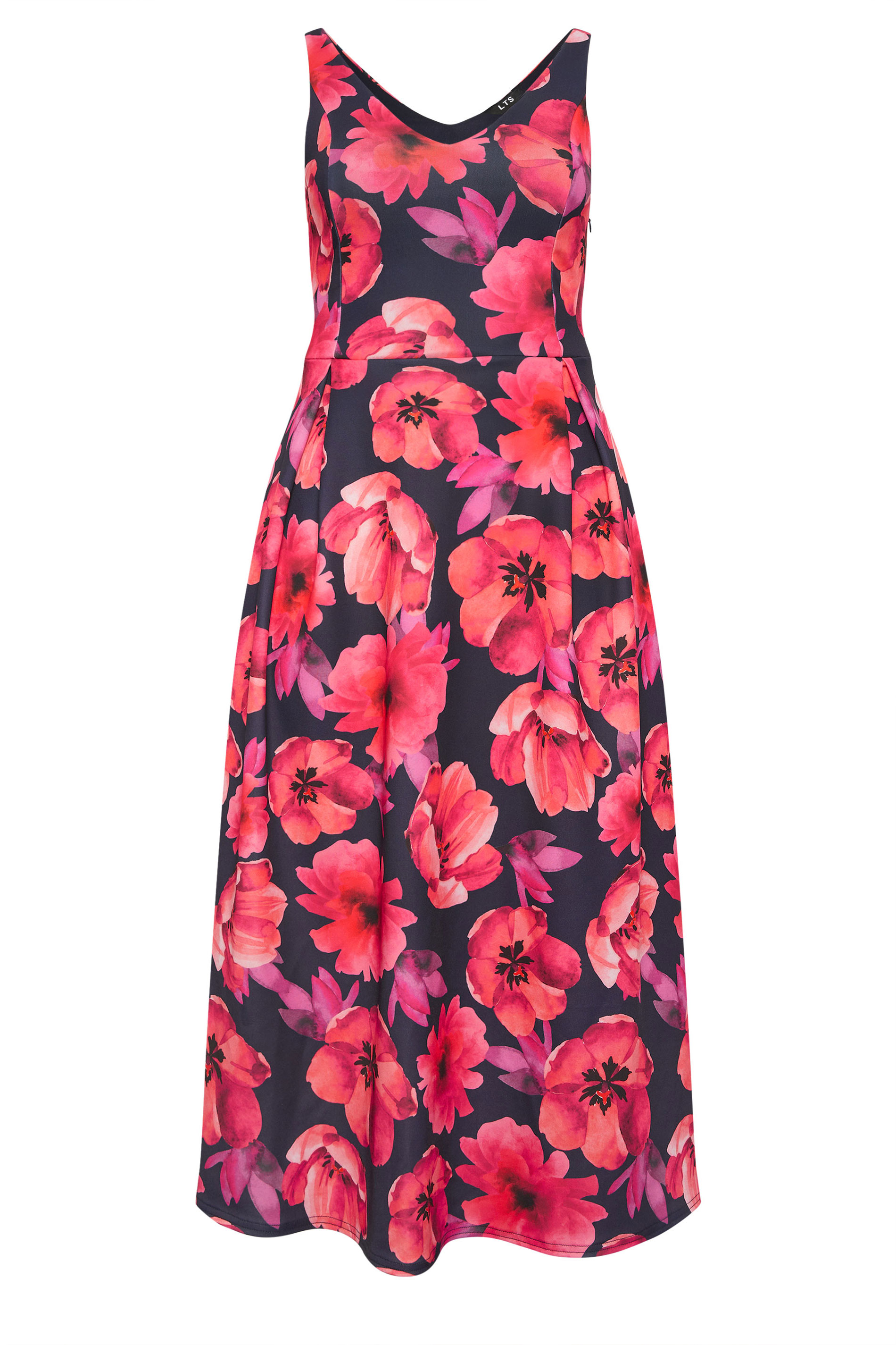 LTS Tall Women's Navy Blue Poppy Floral Midi Dress | Long Tall Sally 5
