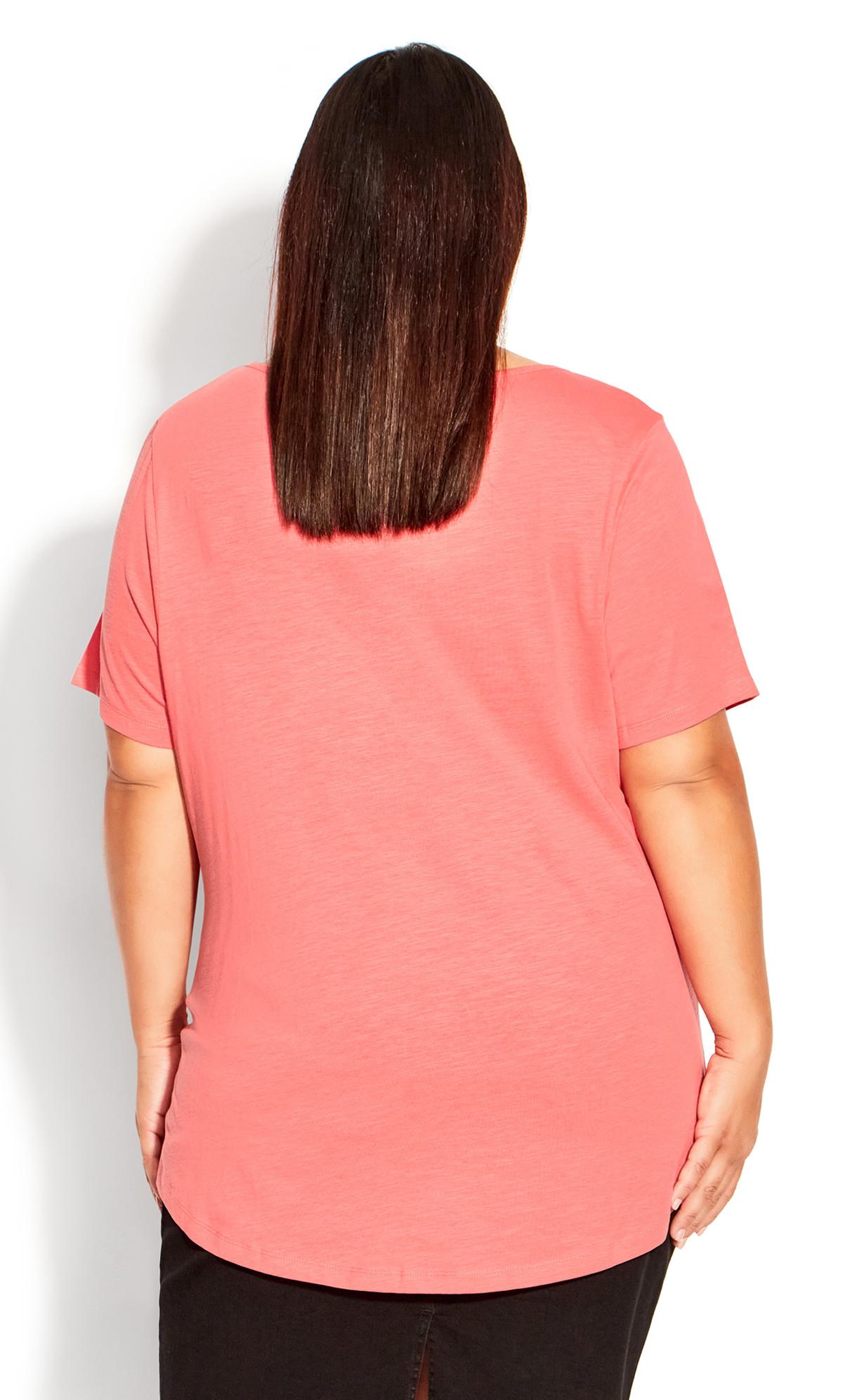 Evans Coral Orange V-Neck Pocket T-Shirt 3