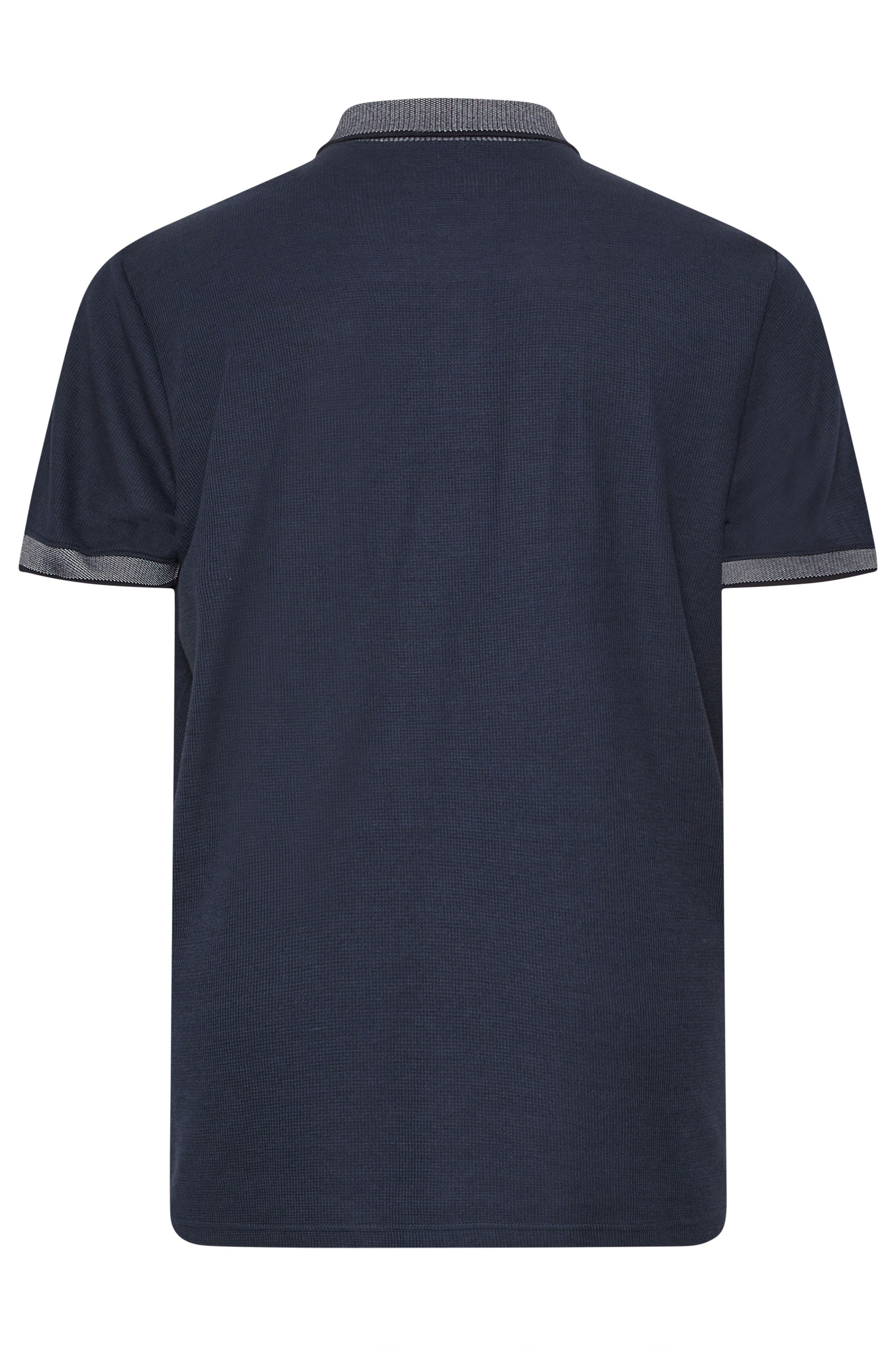 BadRhino Big & Tall Navy Blue Two Tone Waffle Polo Shirt | BadRhino 6
