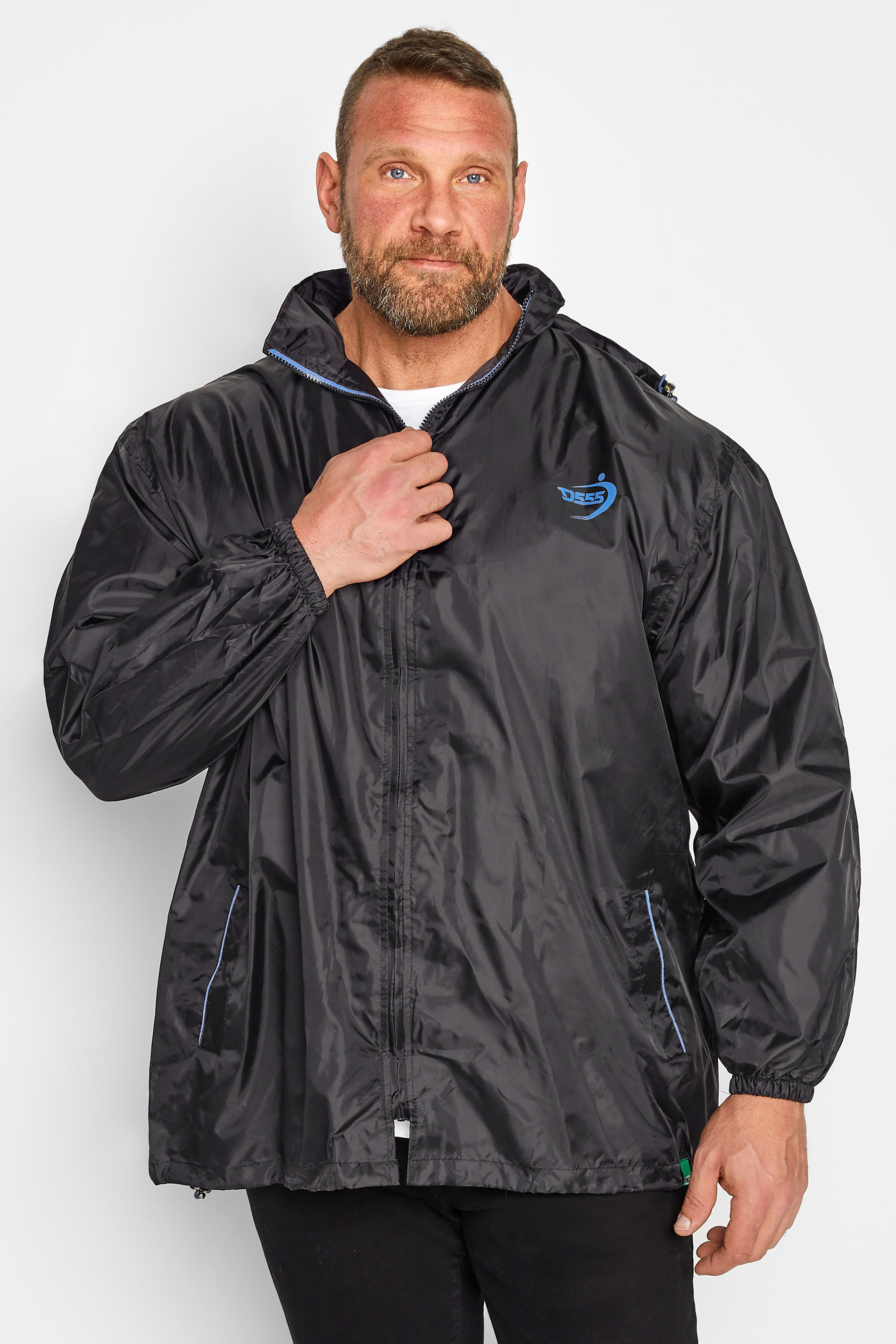 D555 Big & Tall Black Pack Away Waterproof Jacket | BadRhino 1