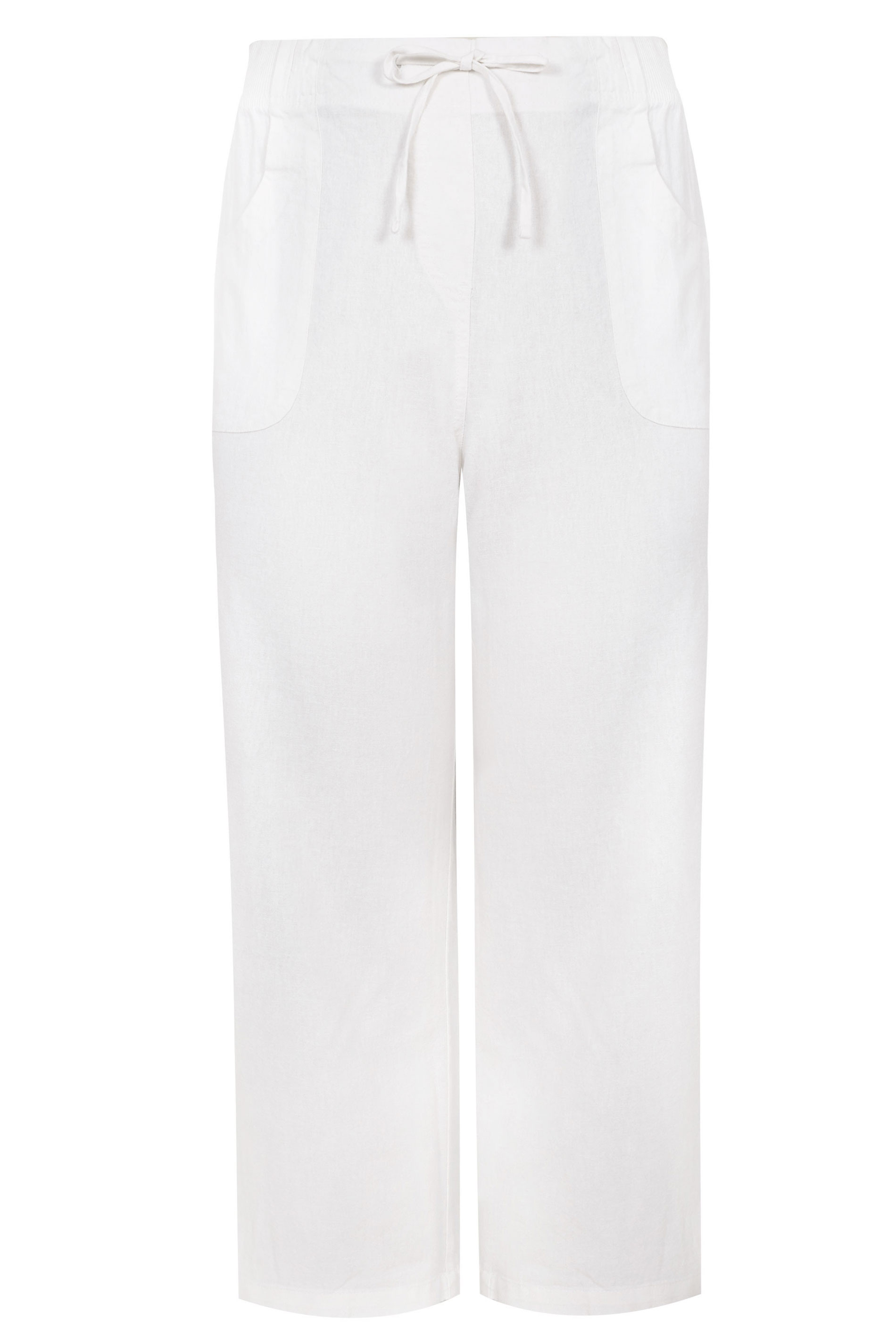 LTS White Linen Blend Wide Leg Trousers | Long Tall Sally