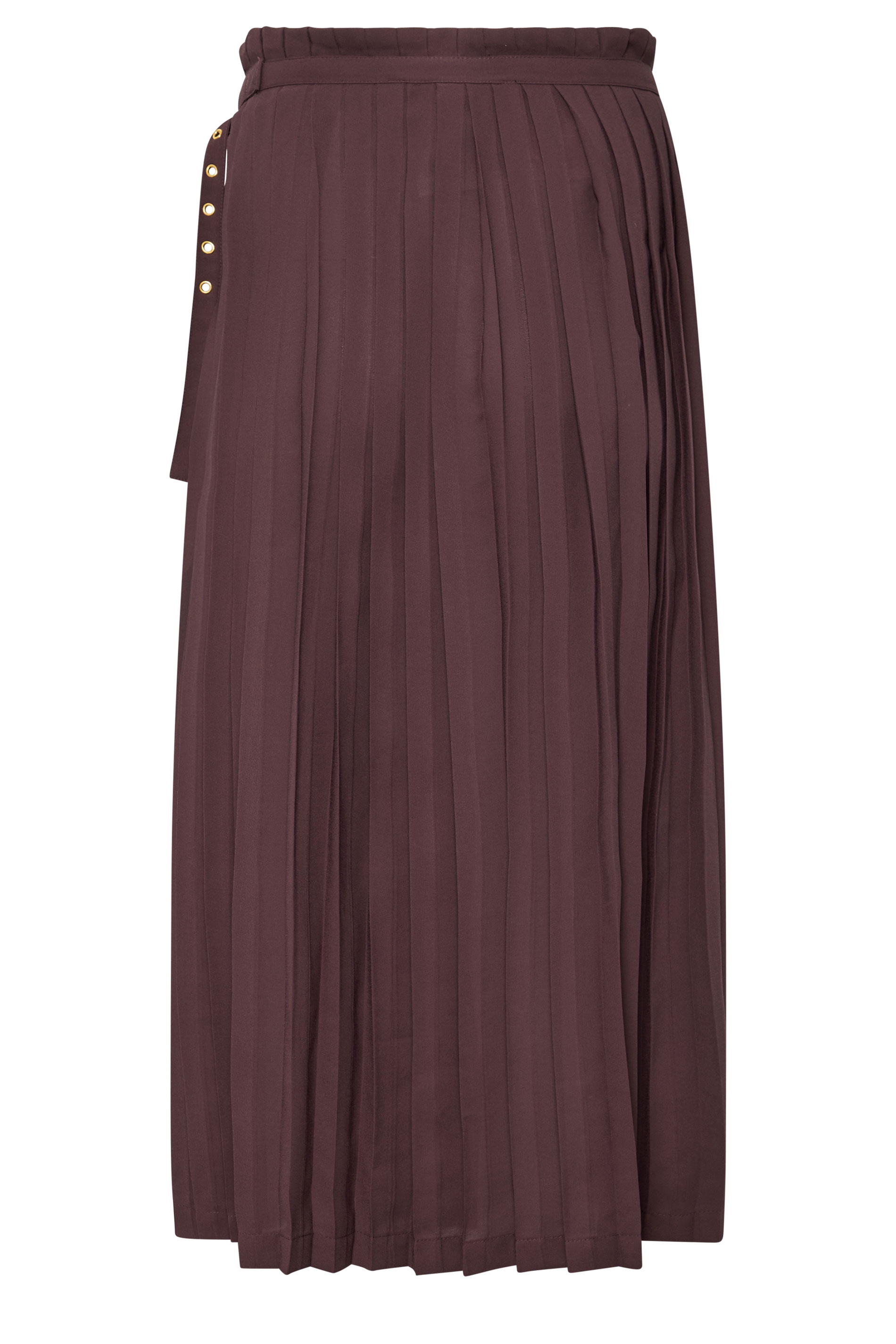 STAR Chocolate Brown Pleated Belt Buckle Maxi Skirt | StarByJM 6