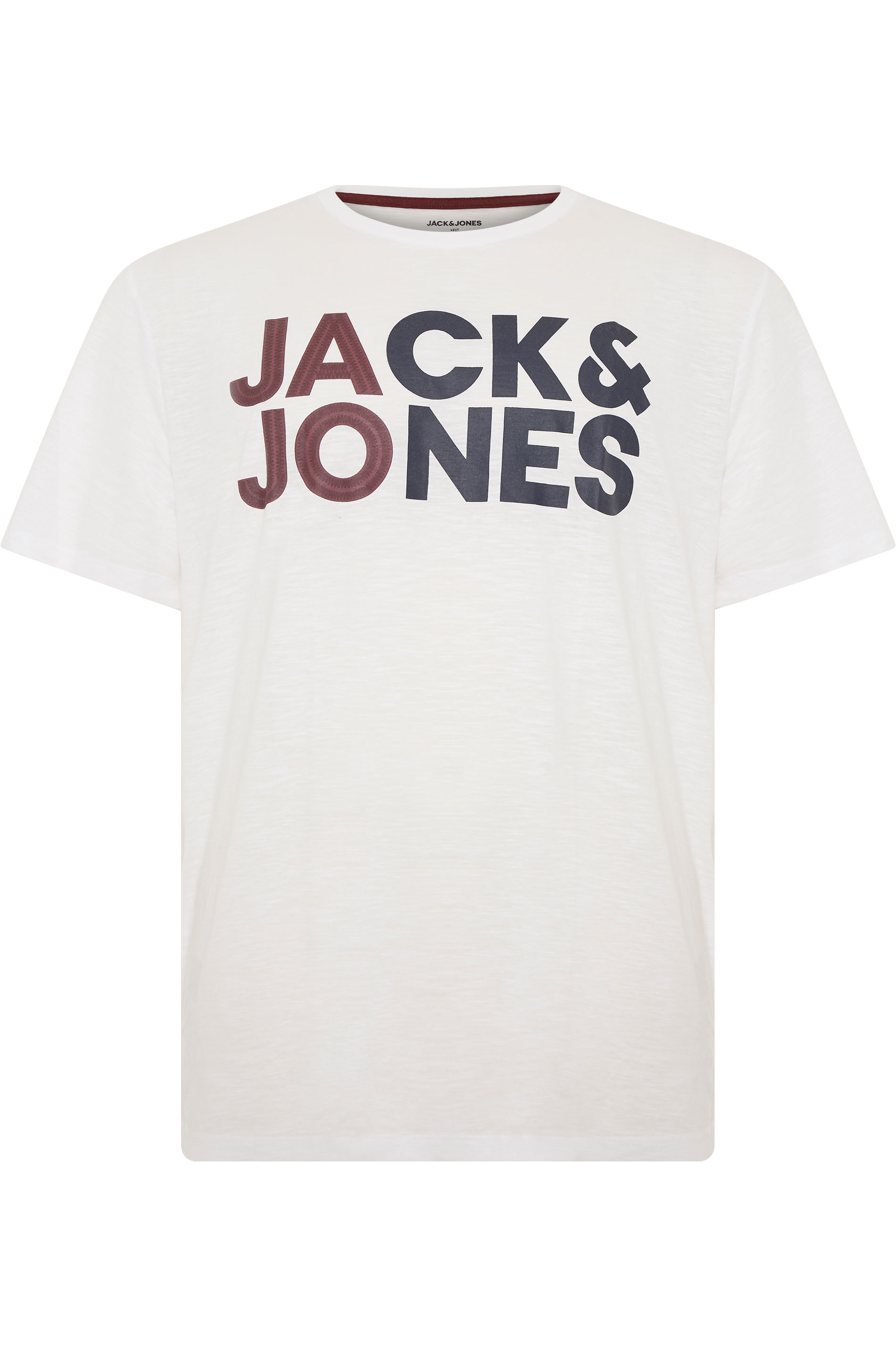 JACK & JONES White Marl Logo Crew Neck T-Shirt_F.jpg