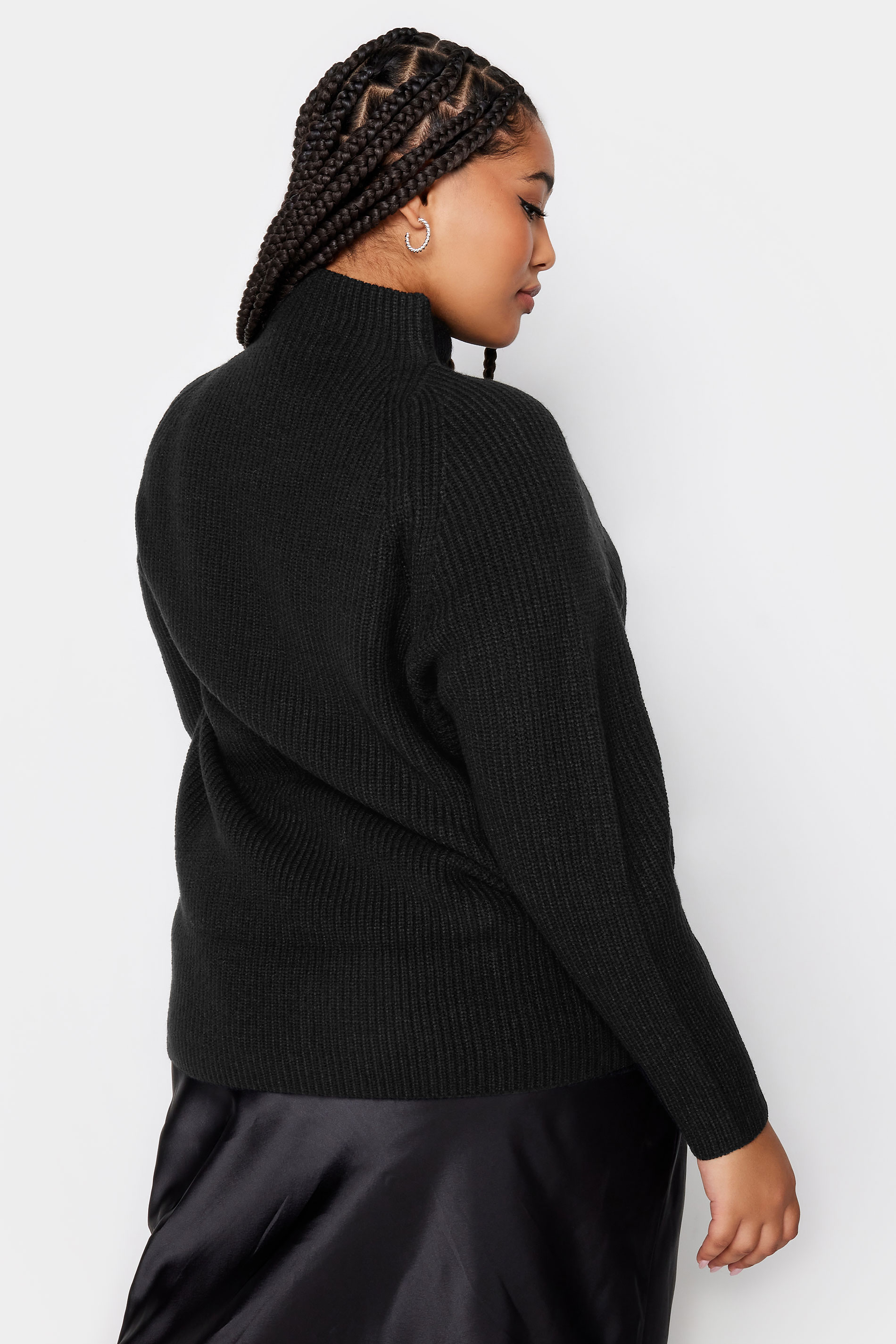 YOURS Plus Size Black Ribbed Knitted Jumper | Yours Clothing  3