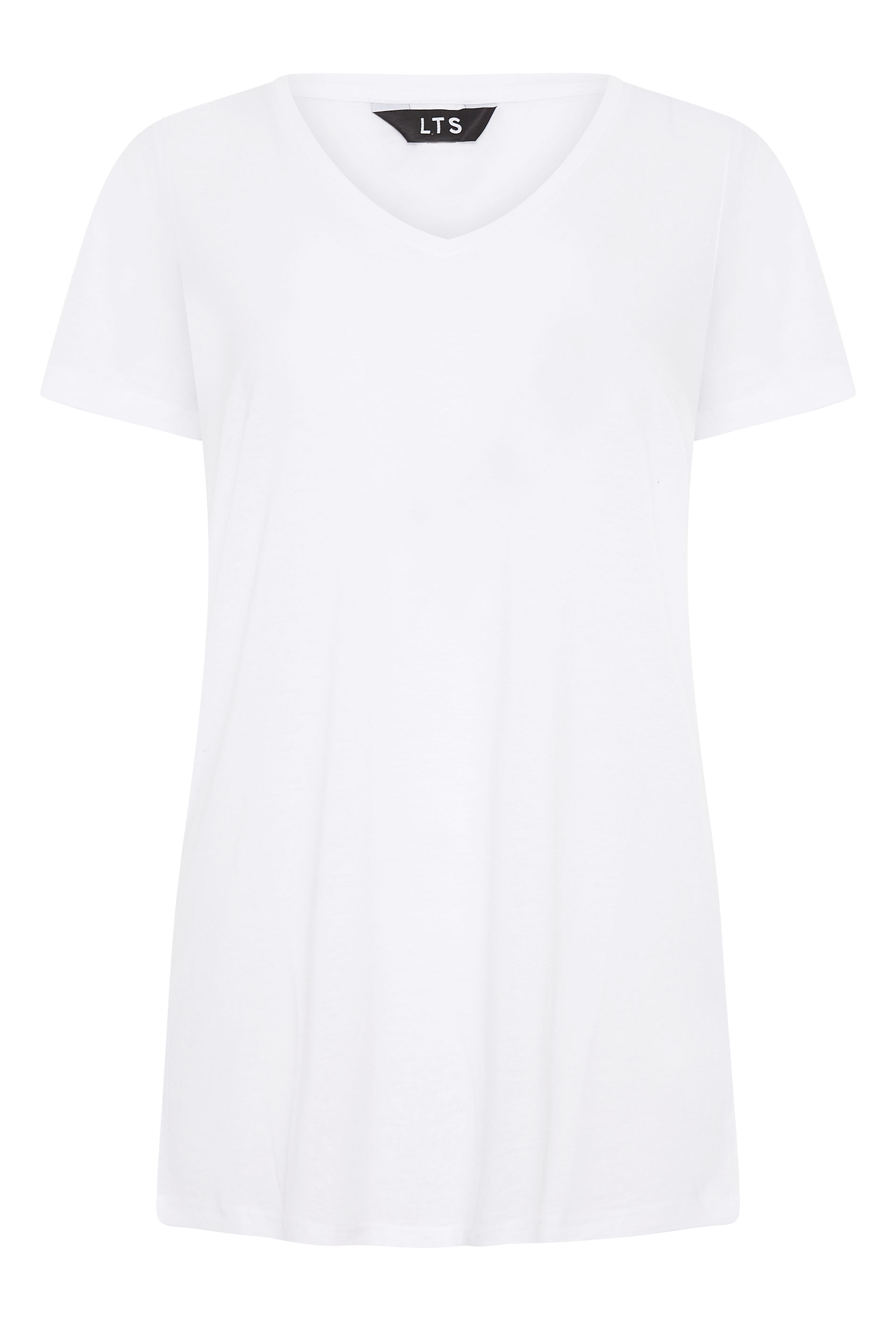 LTS White Linen Blend V-Neck T-Shirt | Long Tall Sally