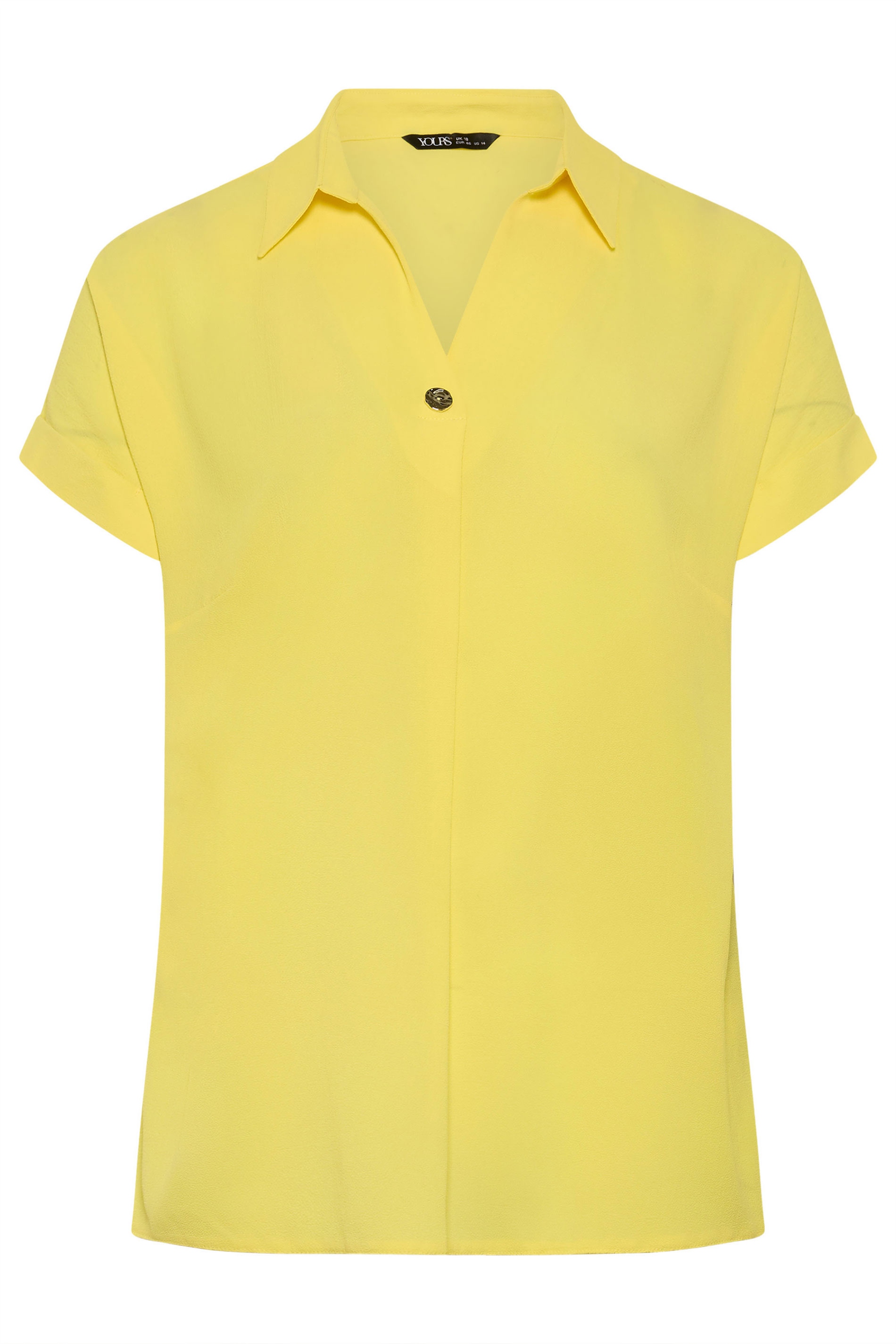 YOURS Plus Size Yellow Button Half Placket Blouse | Yours Clothing 5