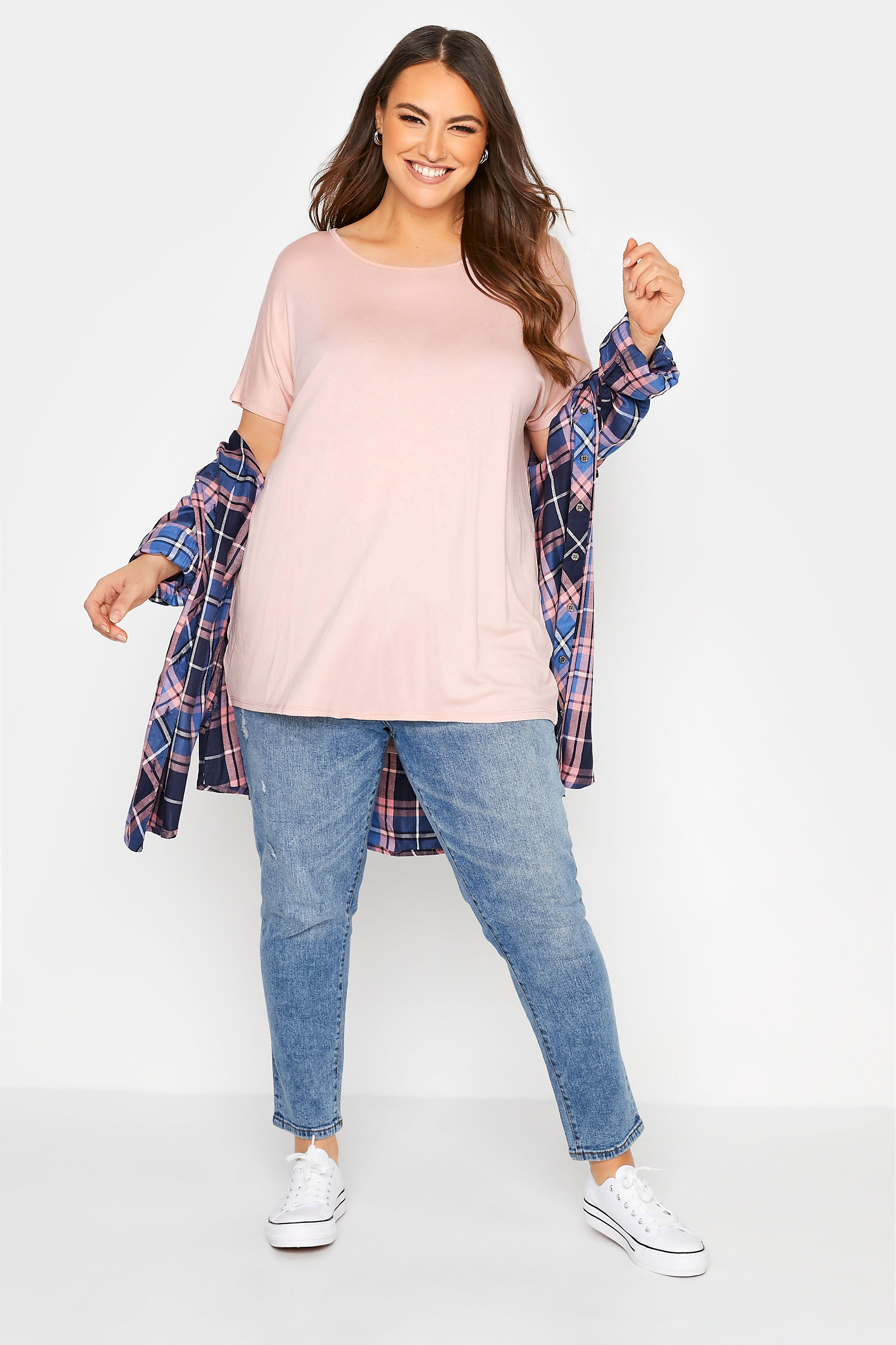 Grande taille  Tops Grande taille  T-Shirts | T-Shirt Rose Manches Courtes en Jersey - QG42483