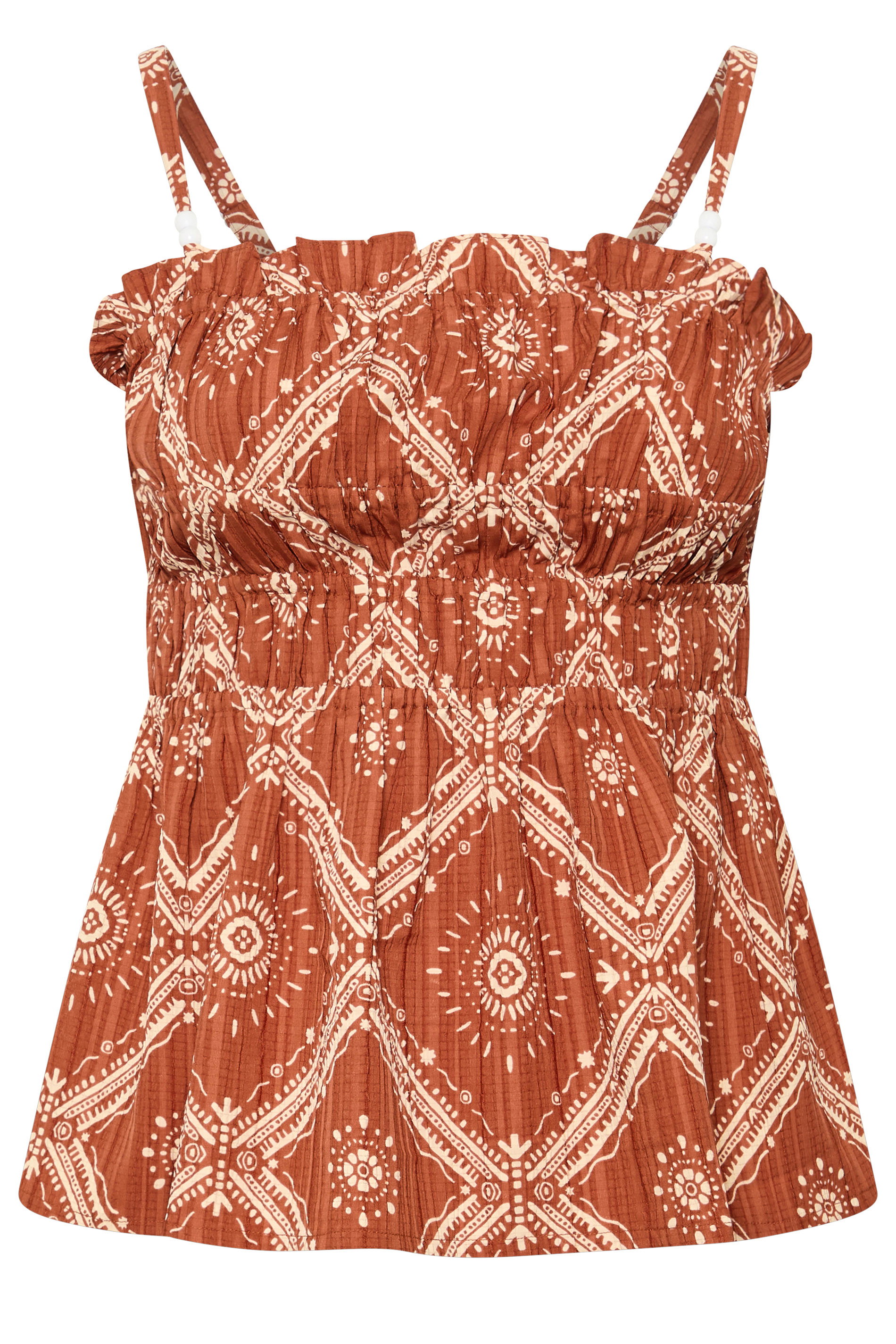 YOURS Plus Size Rust Orange Abstract Vest Top | Yours Clothing 6