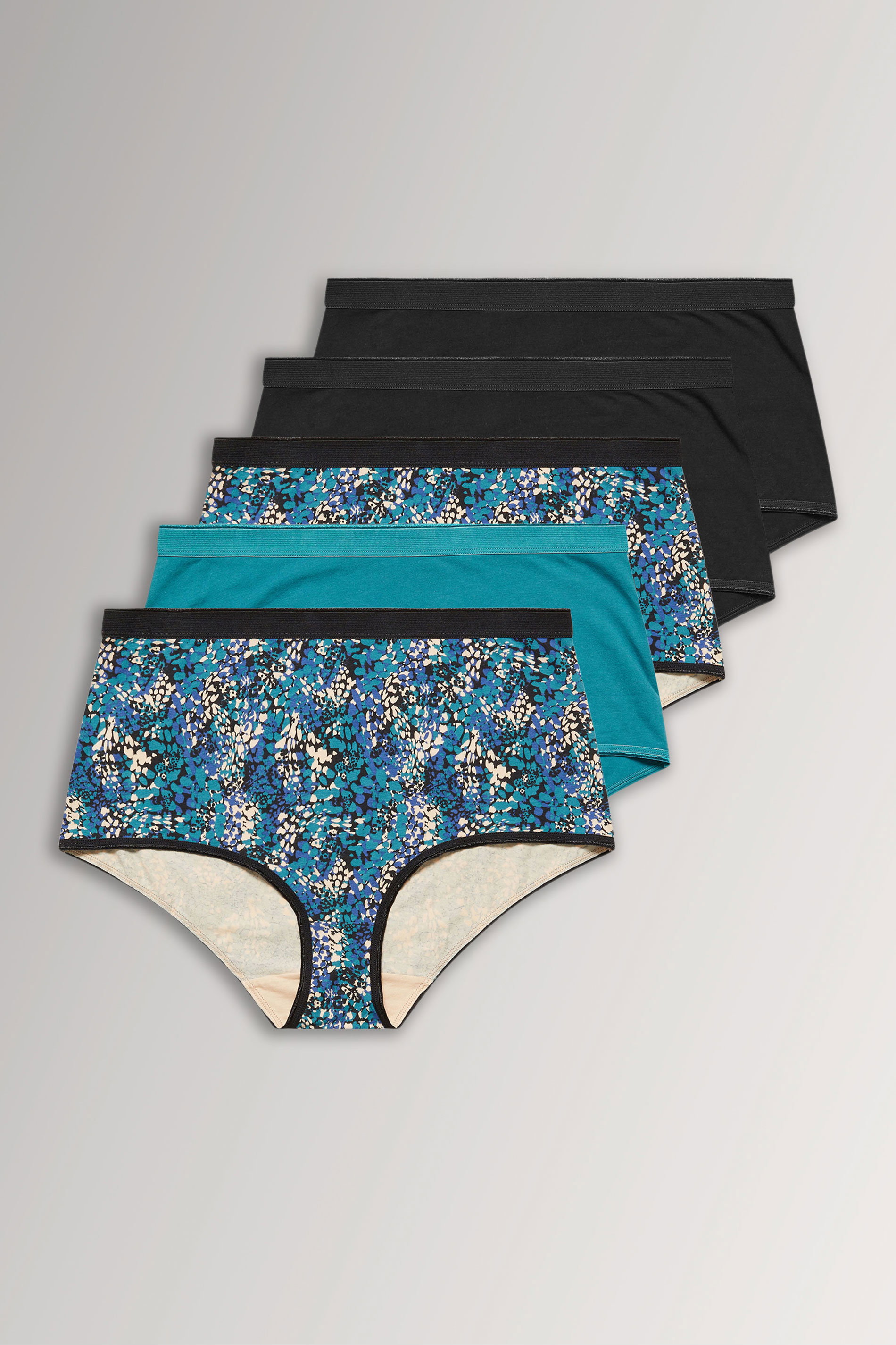 YOURSET 5 PACK Plus Size Teal Green Snake Print Full Briefs | Yours Clothing 3