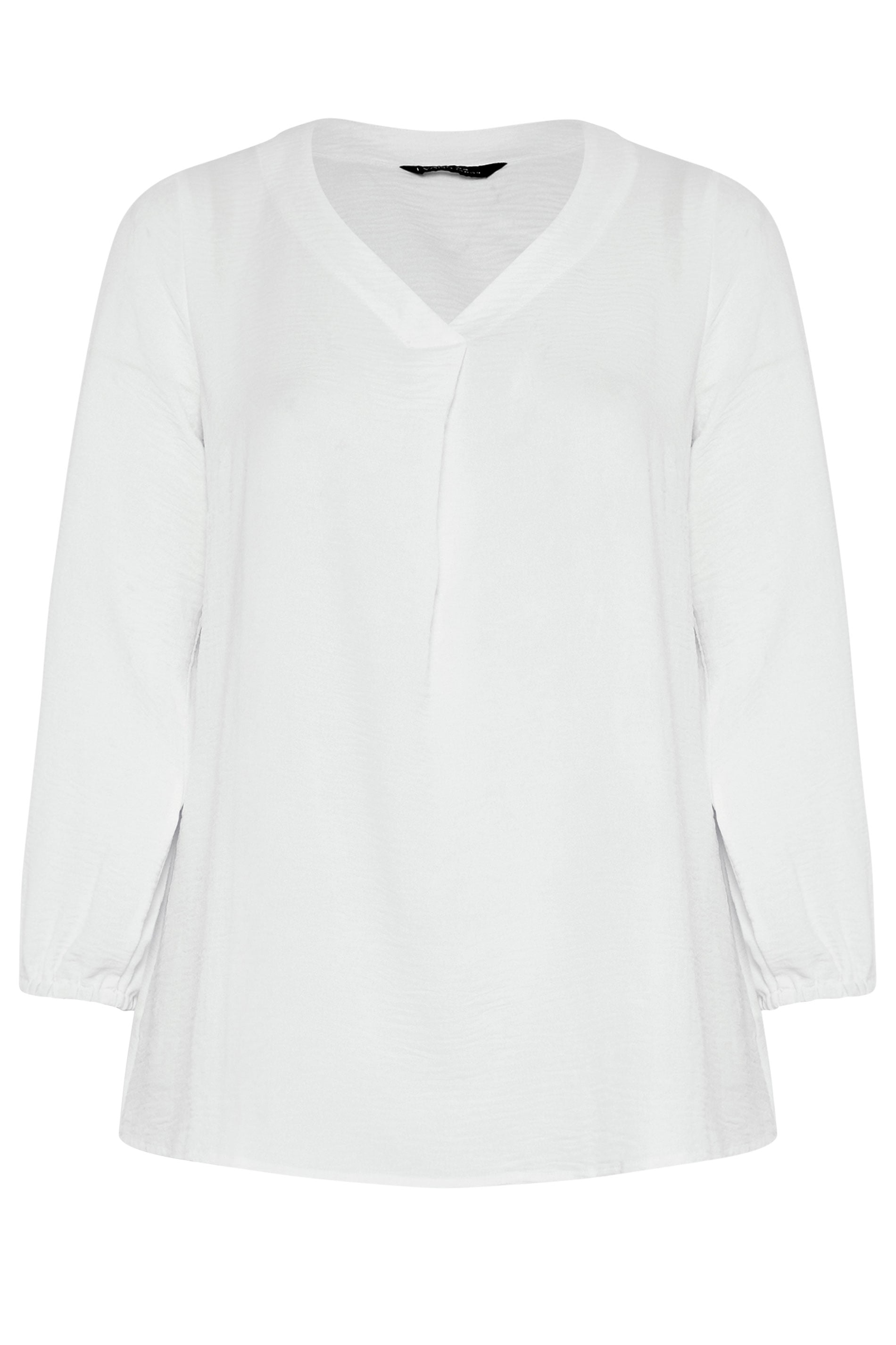 EVANS Plus Size White Pleat Front Long Sleeve Blouse | Evans 5