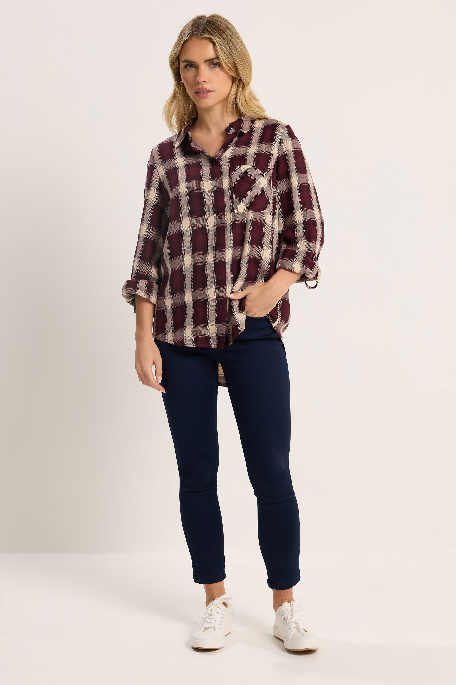 M&Co Petite Berry Red Check Shirt | M&Co 1