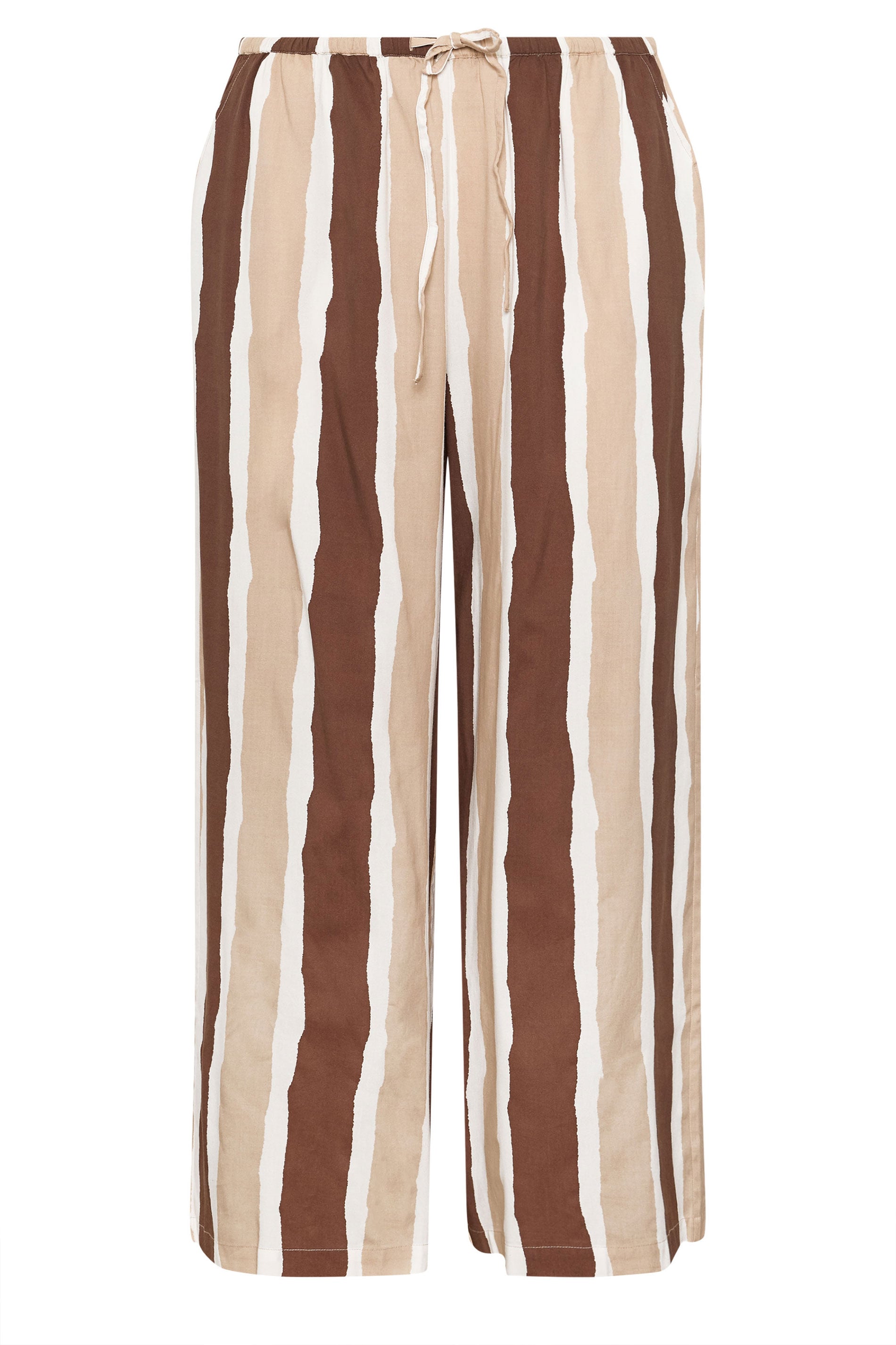 YOURS Plus Size Brown Striped Wide Leg Trousers | Yours Clothing 5