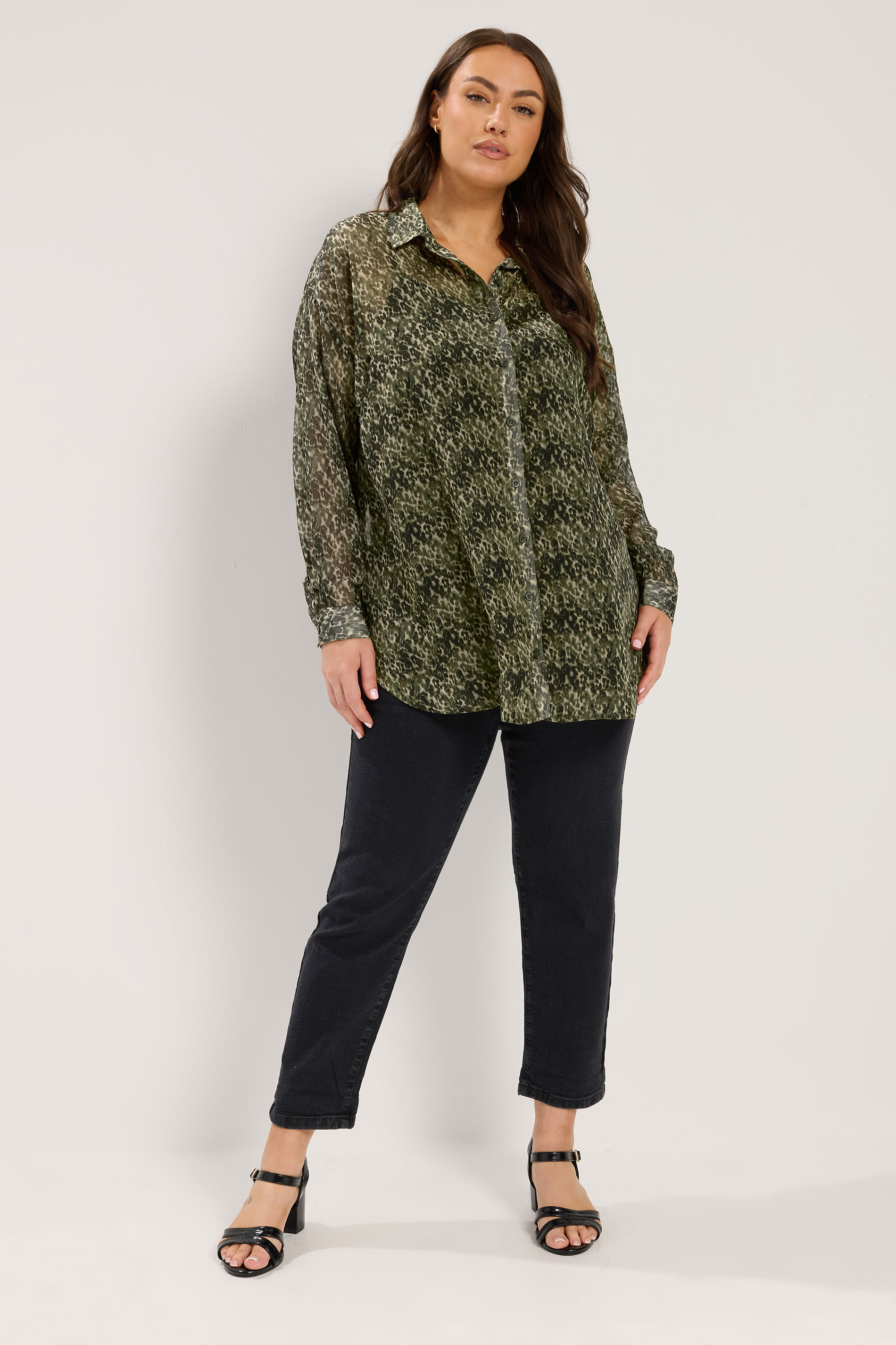 YOURS Plus Size Green Animal Print Shirt | Yours Clothing 1