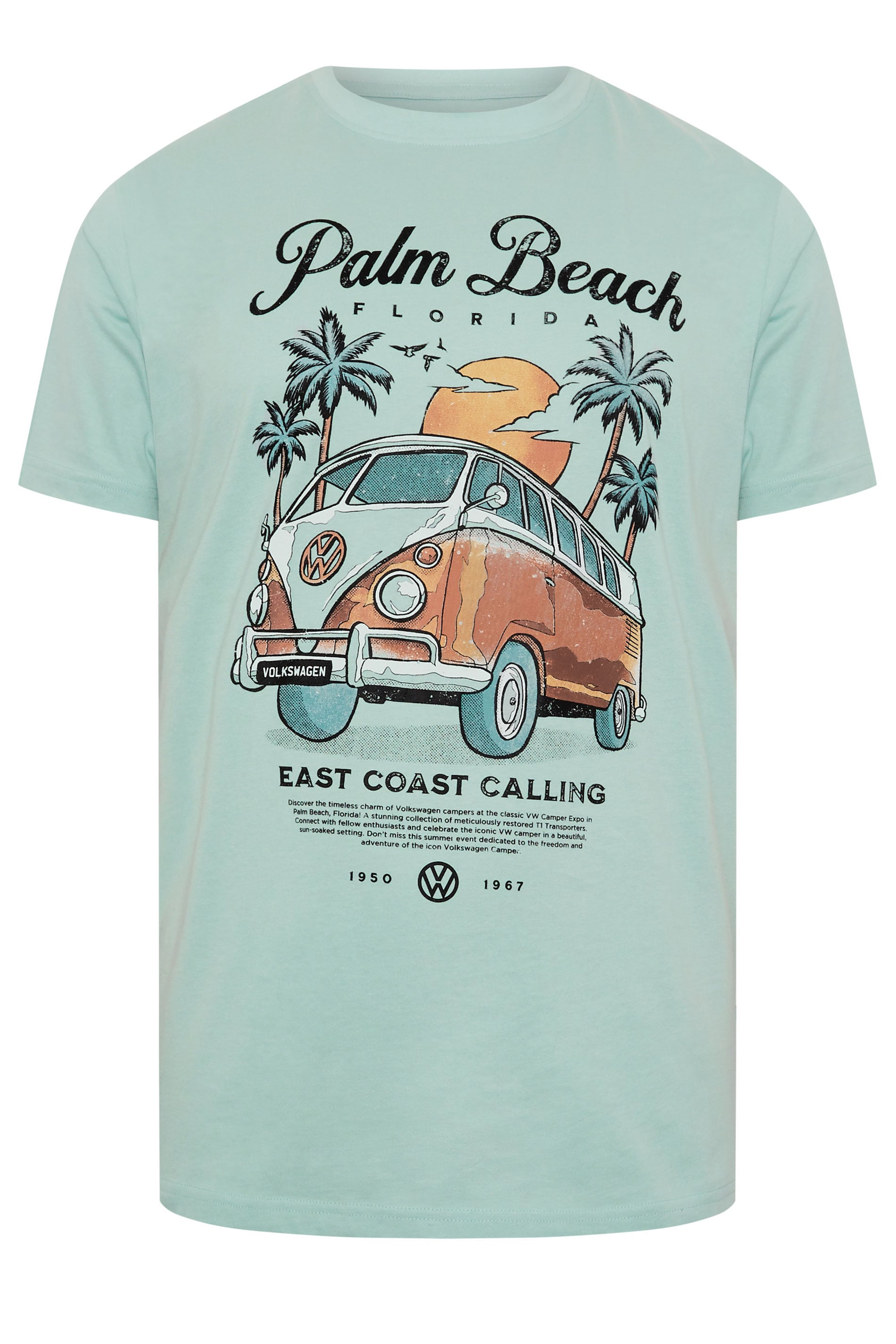BadRhino Big & Tall Blue Extra Long Palm Beach VW Graphic T-Shirt | BadRhino 5