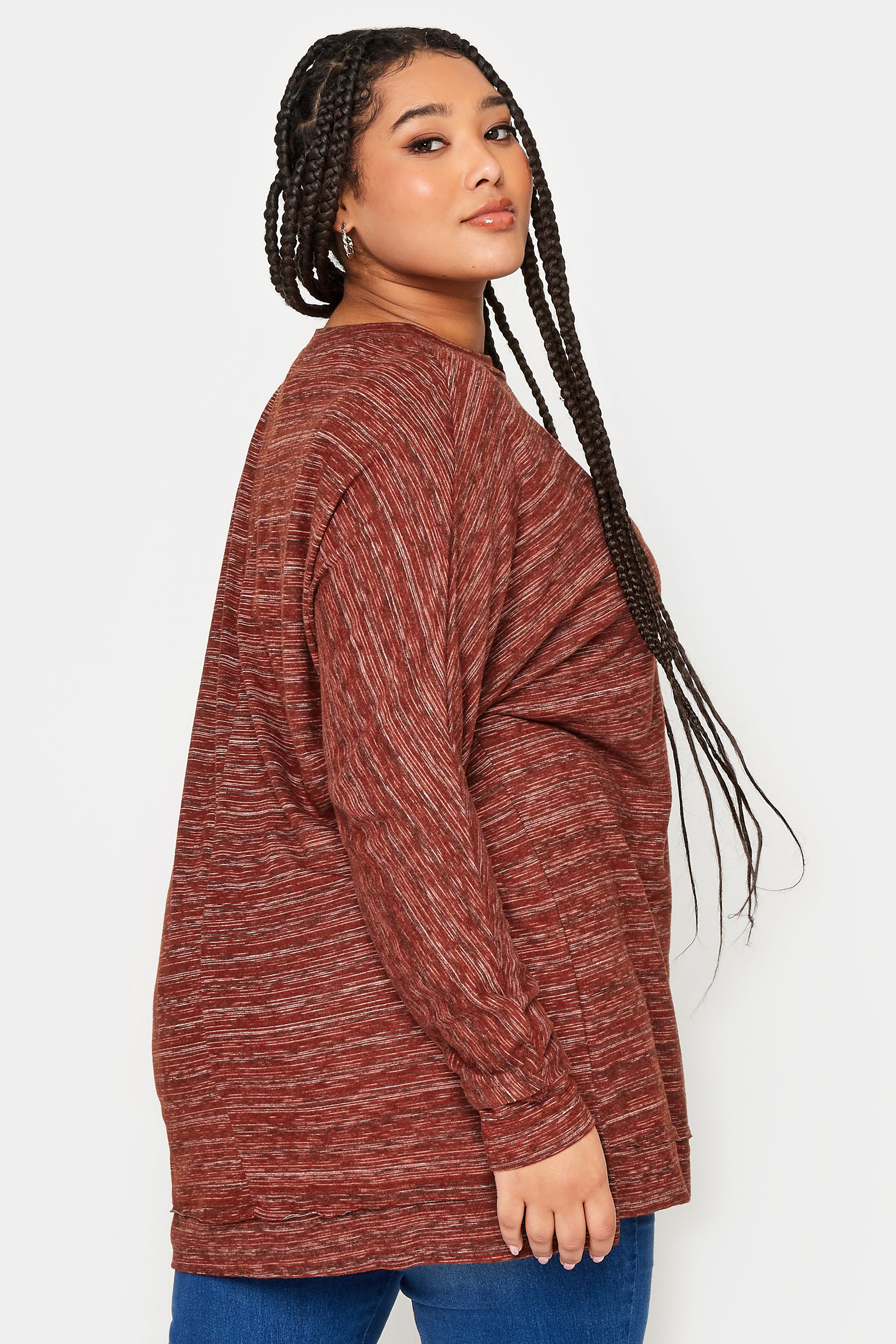 YOURS LUXURY Plus Size Rust Orange Front Seam Detail Jumper | Yours Clothing 3