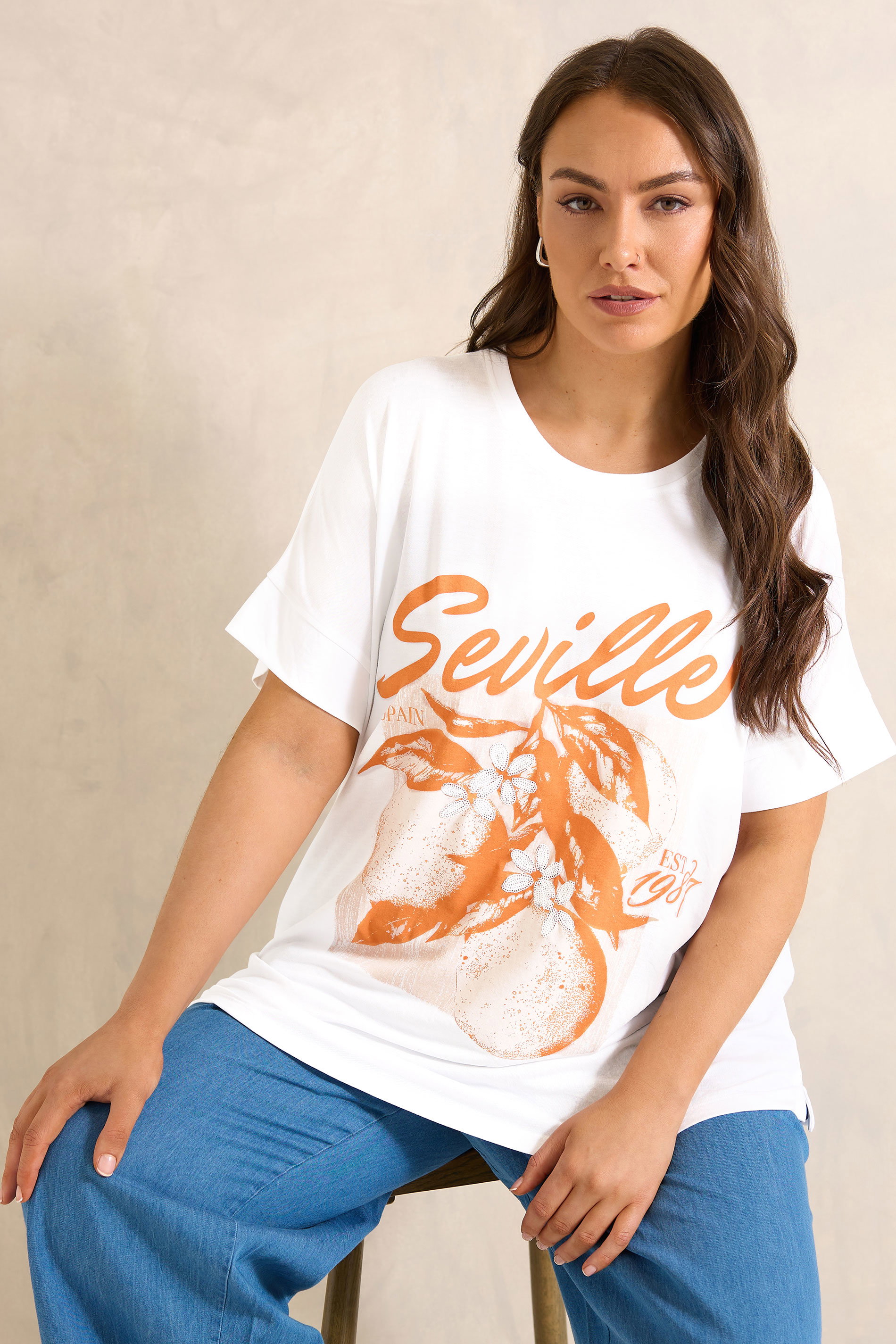 EVANS Plus Size Orange Print Modal Rich Graphic Tee | Evans 3