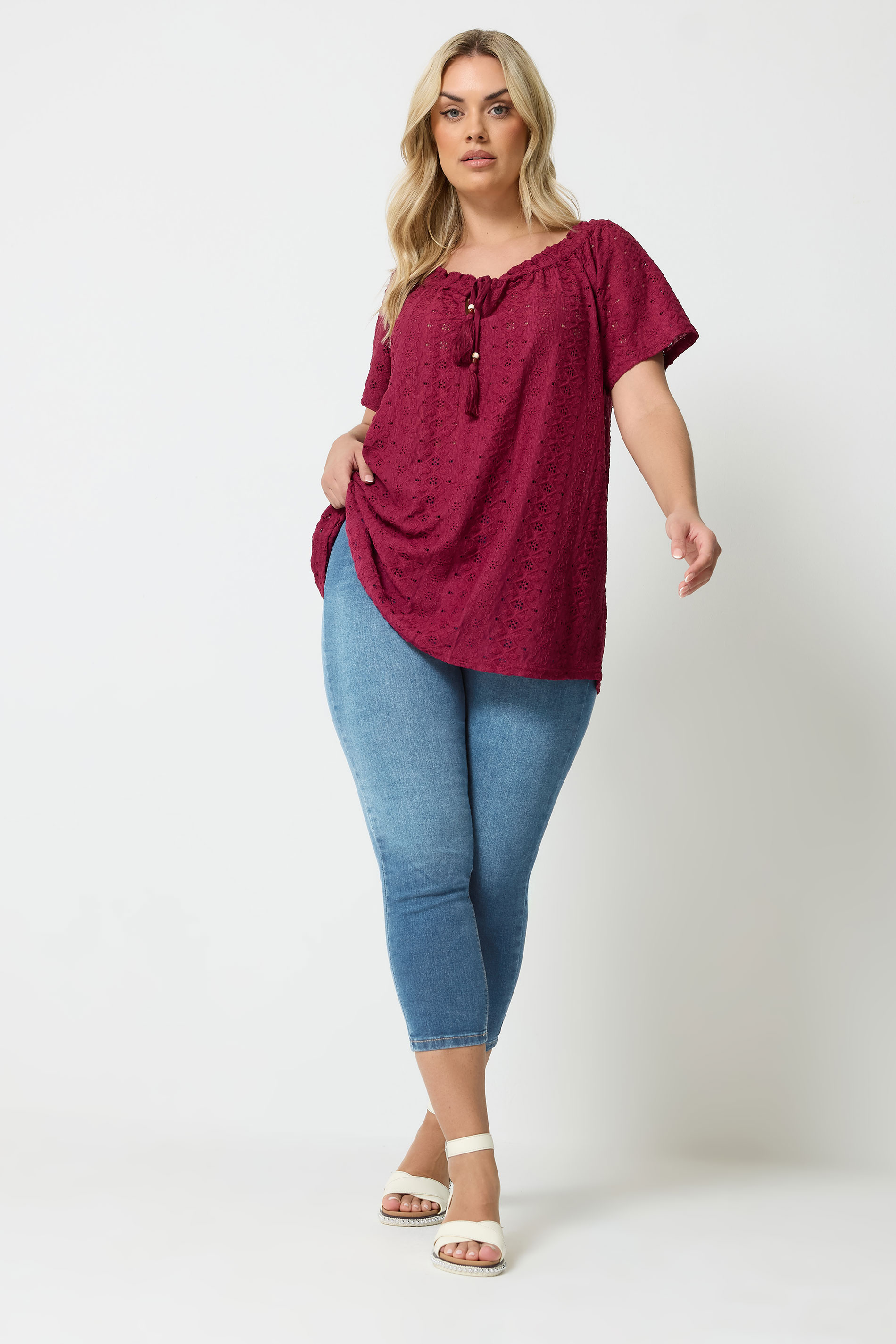 YOURS Plus Size Mid Blue Cropped JENNY Jeggings | Yours Clothing  1