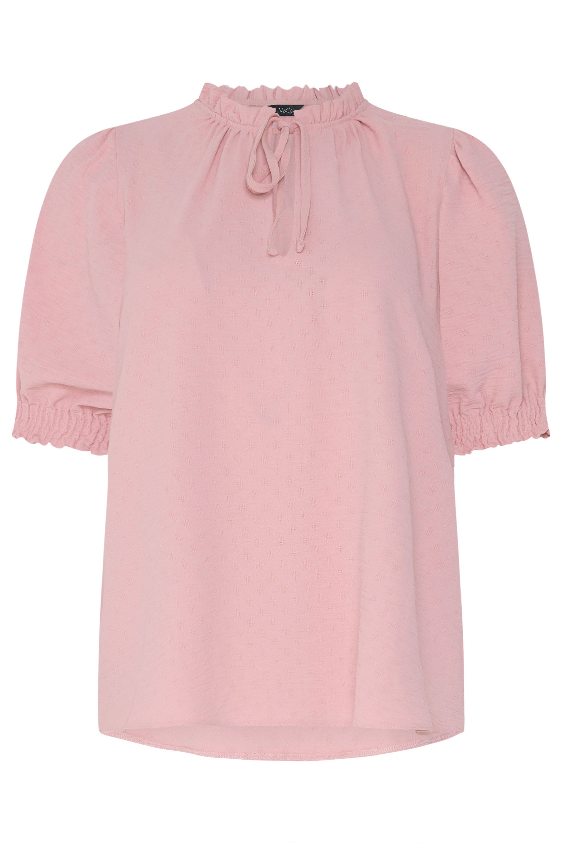 M&Co Pink Pastel Tie Neck Frill Sleeve Blouse | M&Co 6