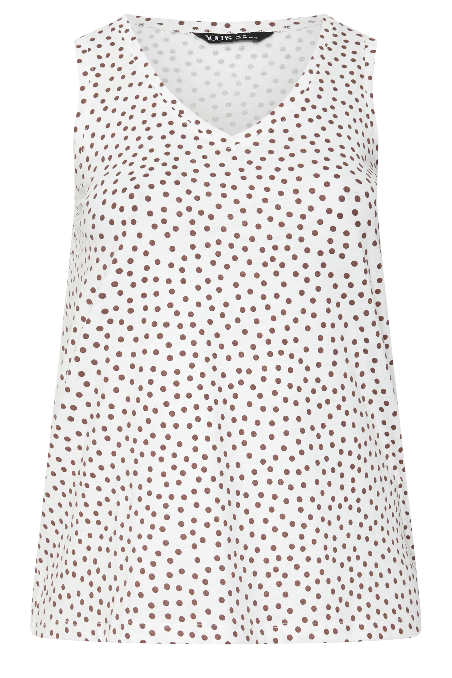 YOURS Plus Size Ivory White Polka Dot Vest Top | Yours Clothing 1