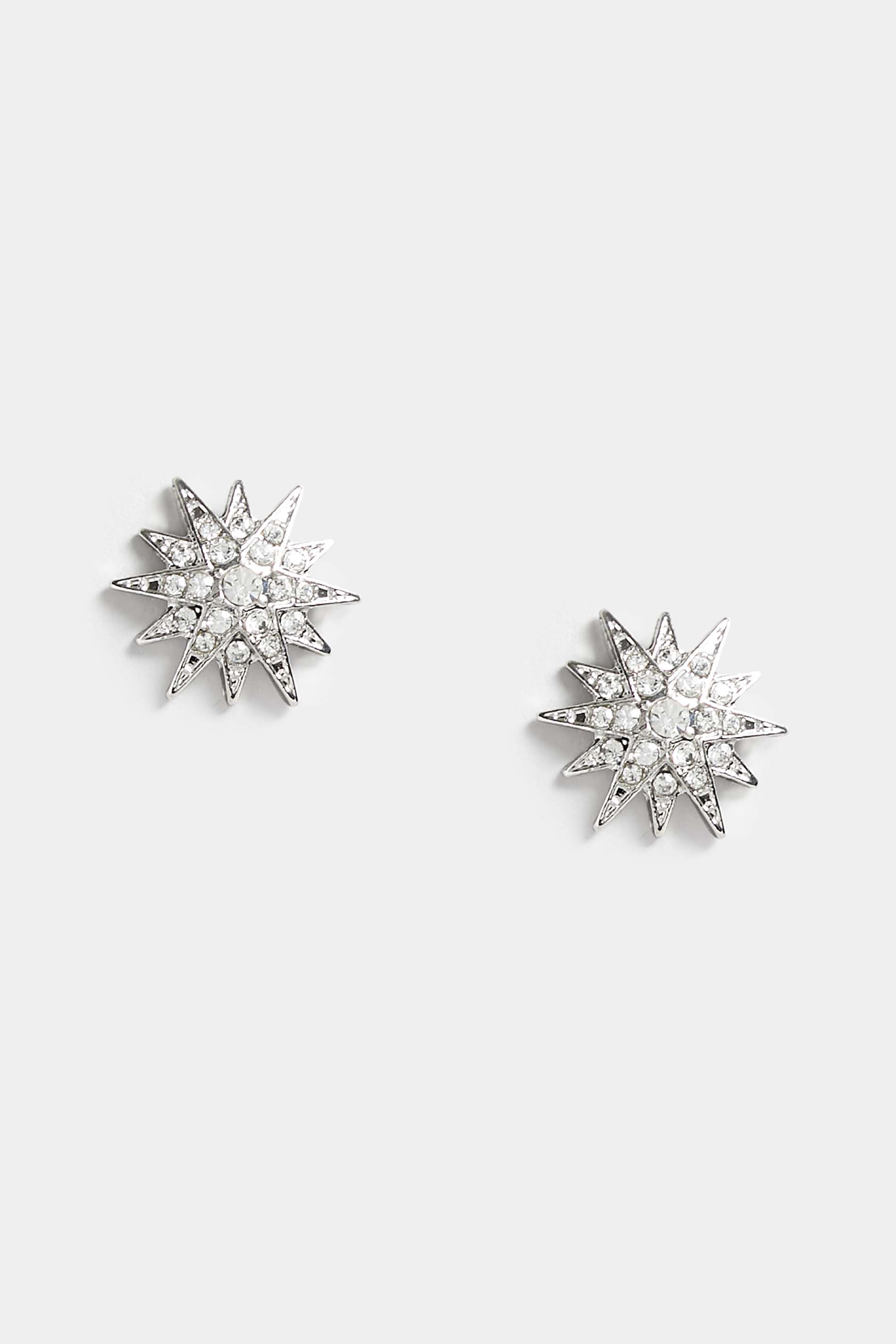 Silver Diamante Star Stud Earrings | Yours Clothing 2