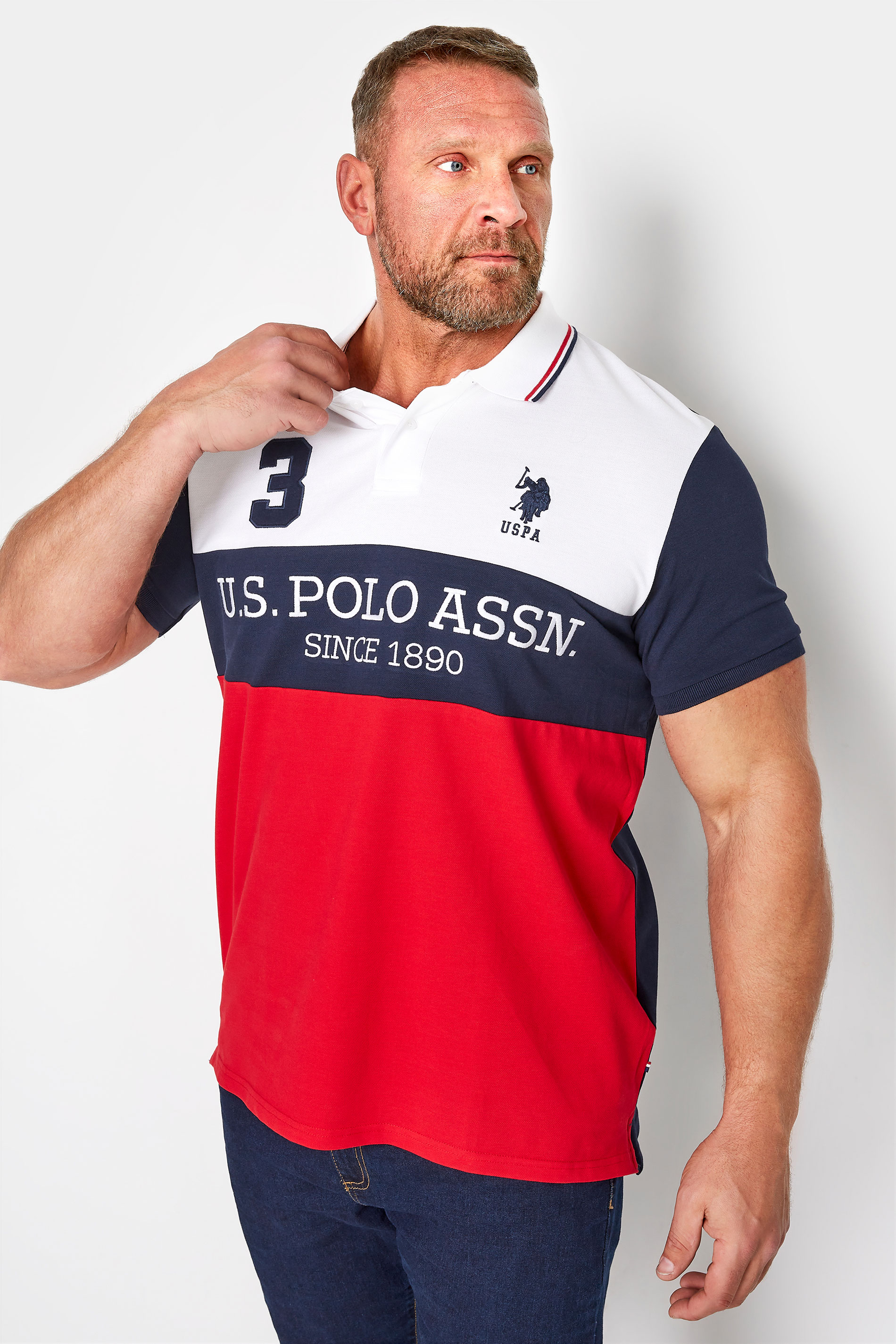 U.S. POLO ASSN. Big & Tall Navy Blue & Red True Player Polo Shirt_A.jpg